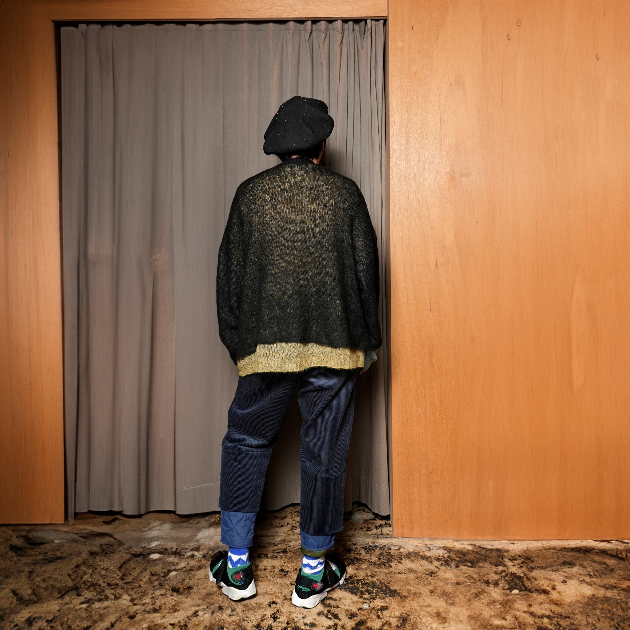 SF24AW-11_BLACK | Mohair Color Layer Knit Sweater | Color:Black【STOF_ストフ】【archive】
