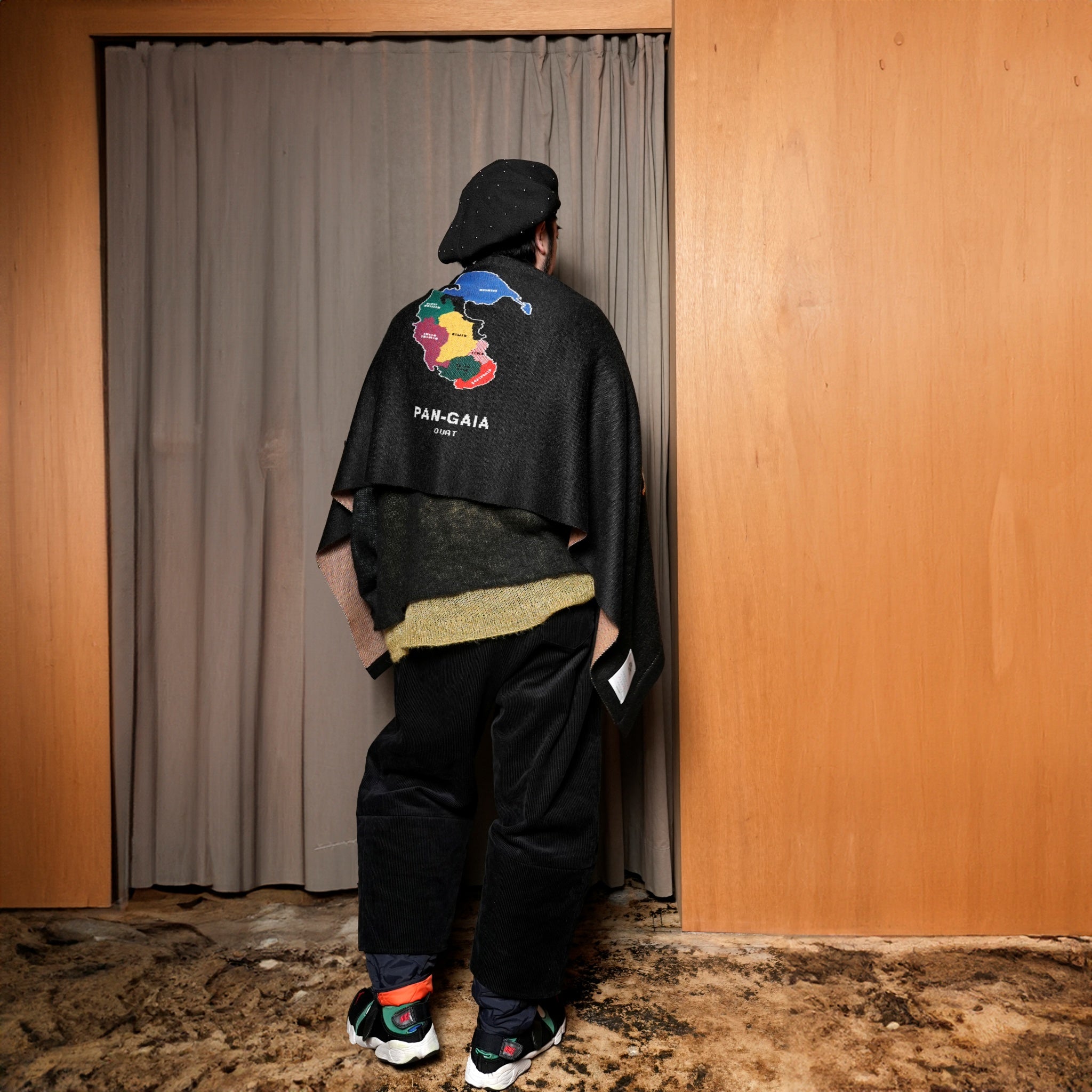 SF24AW-14_BLACK | Pangea Vietnam Jacket Knit Stole | Color:Black【STOF_ストフ】【archive】