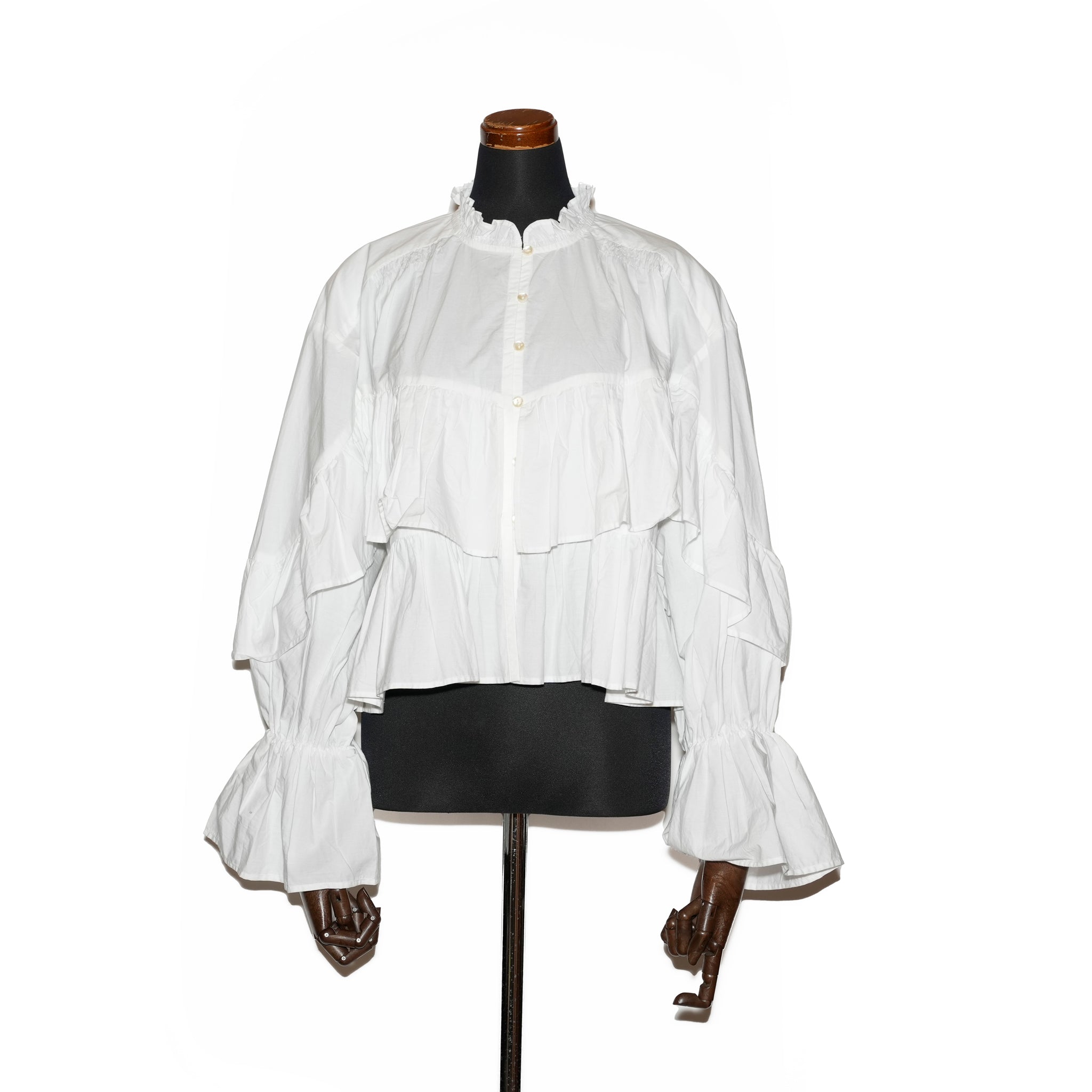 020151SR4_White | COTTON VOLUME FRILL SHORT BLOUSE | Color:White【SARA MALLIKA_サラマリカ】