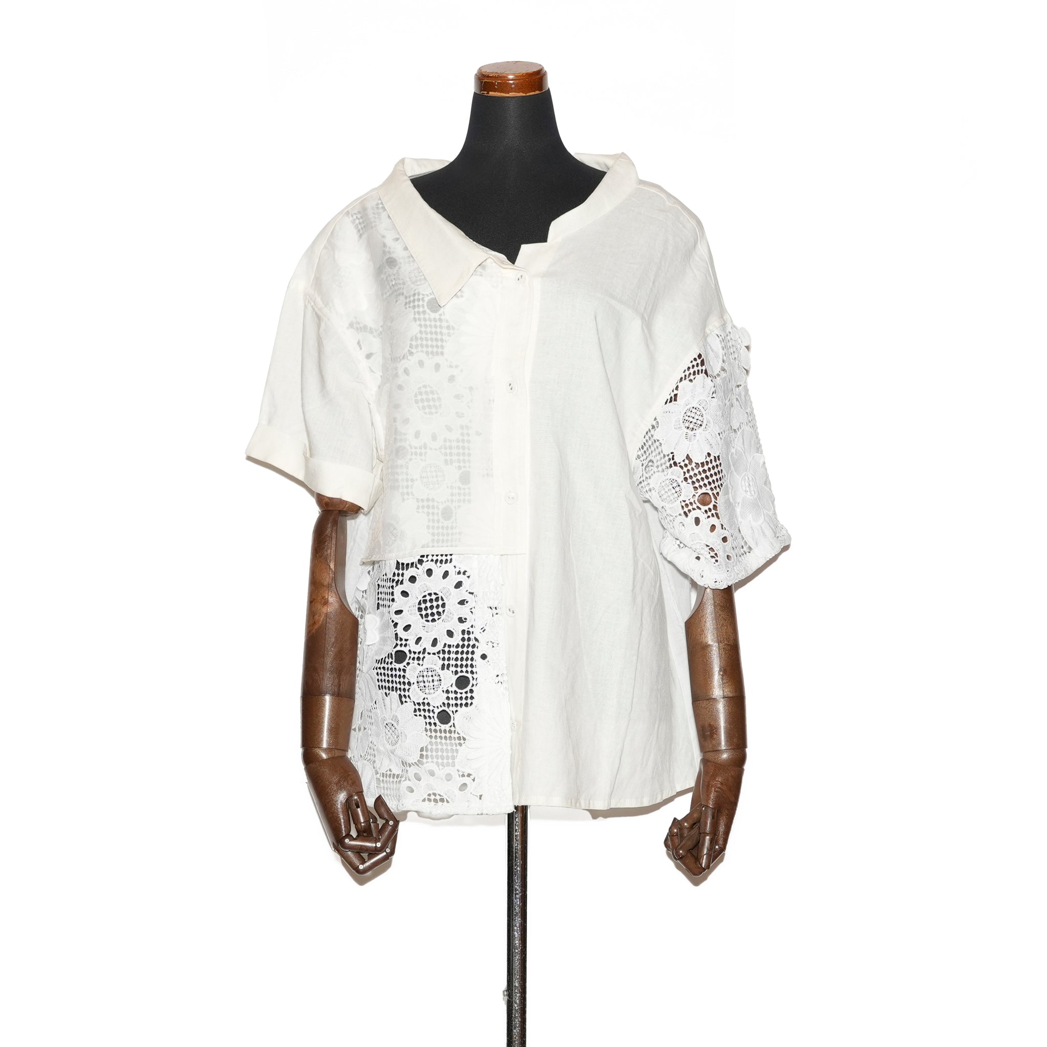 BSD25SS-16_White | Freehands Patern Shirt | Color:White【BEDSIDEDRAMA_ベッドサイドドラマ】【archive】