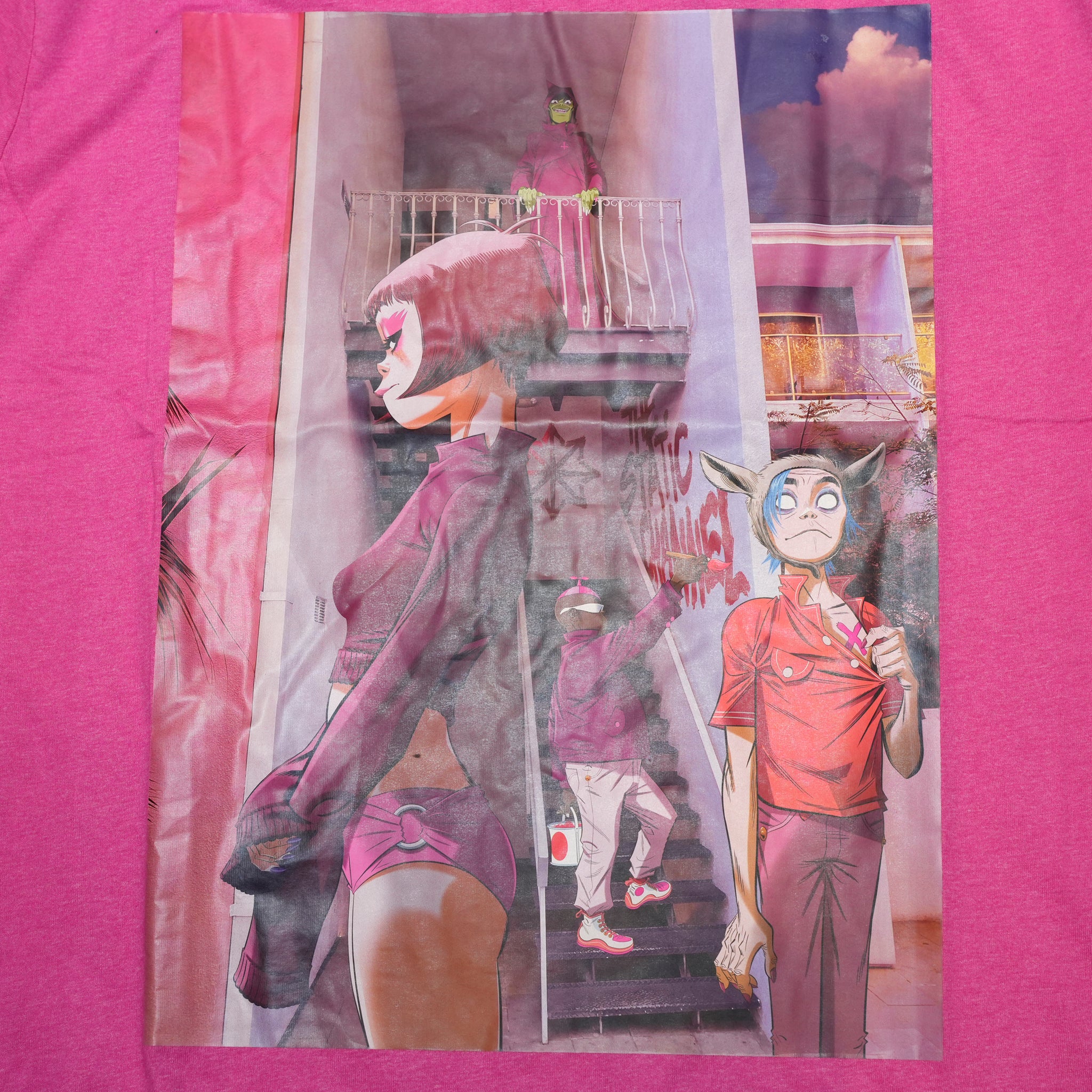 Gorillaz Unisex T-Shirt: The Static Channel (Pink) (Back Print) | 【CULTURE TEE】GORTS21MP【ネコポス選択可能】