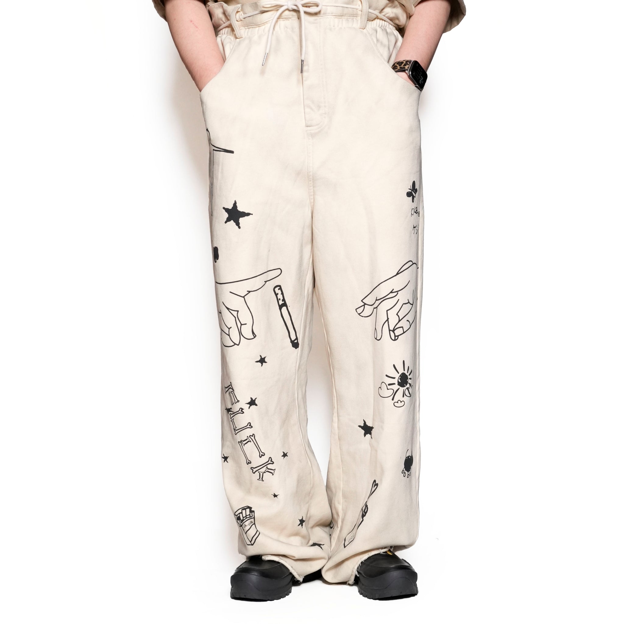 Pla24awcol3-2_Dirty beige | x SYU.Man illustrator pants | Color:Dirty Beige【PLATEAU STUDIO_プラトー スタジオ】