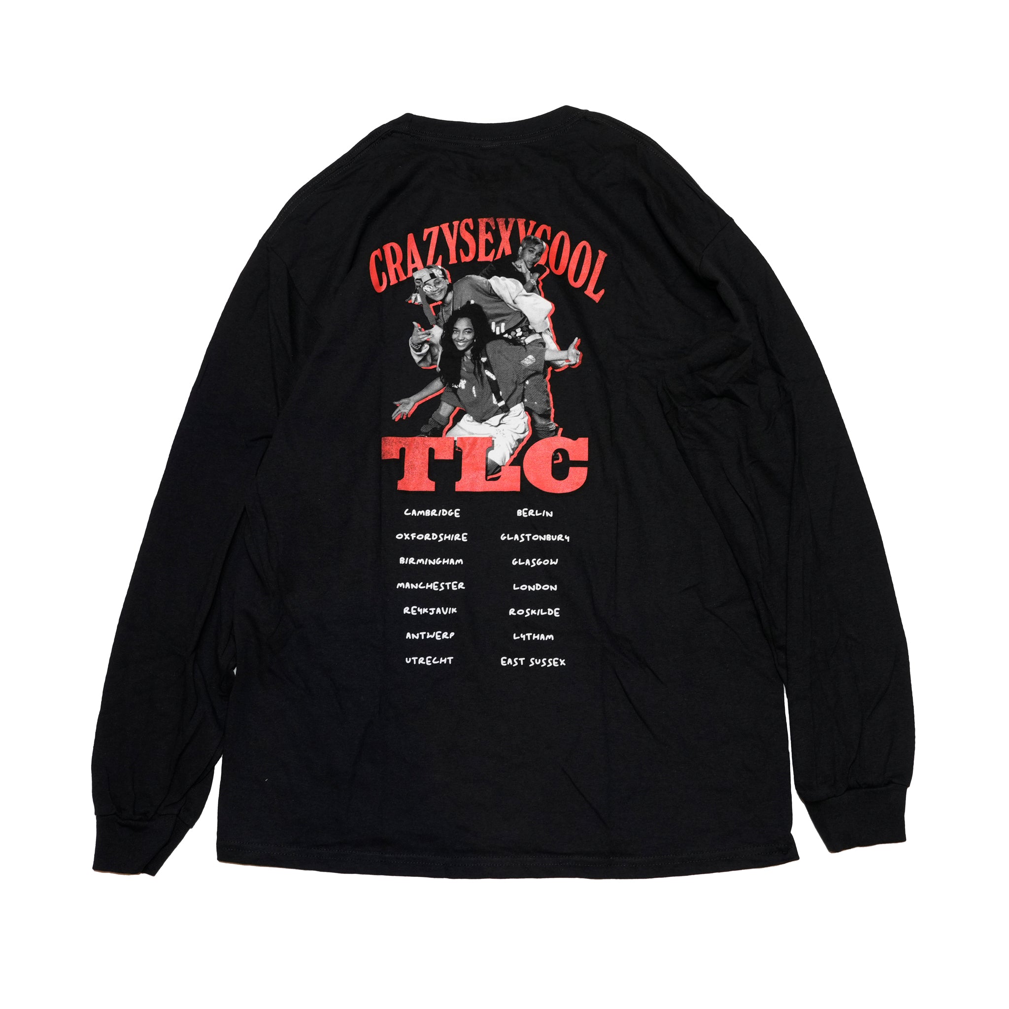 TLC Unisex Long Sleeve T-Shirt: CrazySexyCool Photo European Tour 2022(Black) (Back Print & Ex-Tour)  | 【CULTURE TEE】TLCLST06MB
