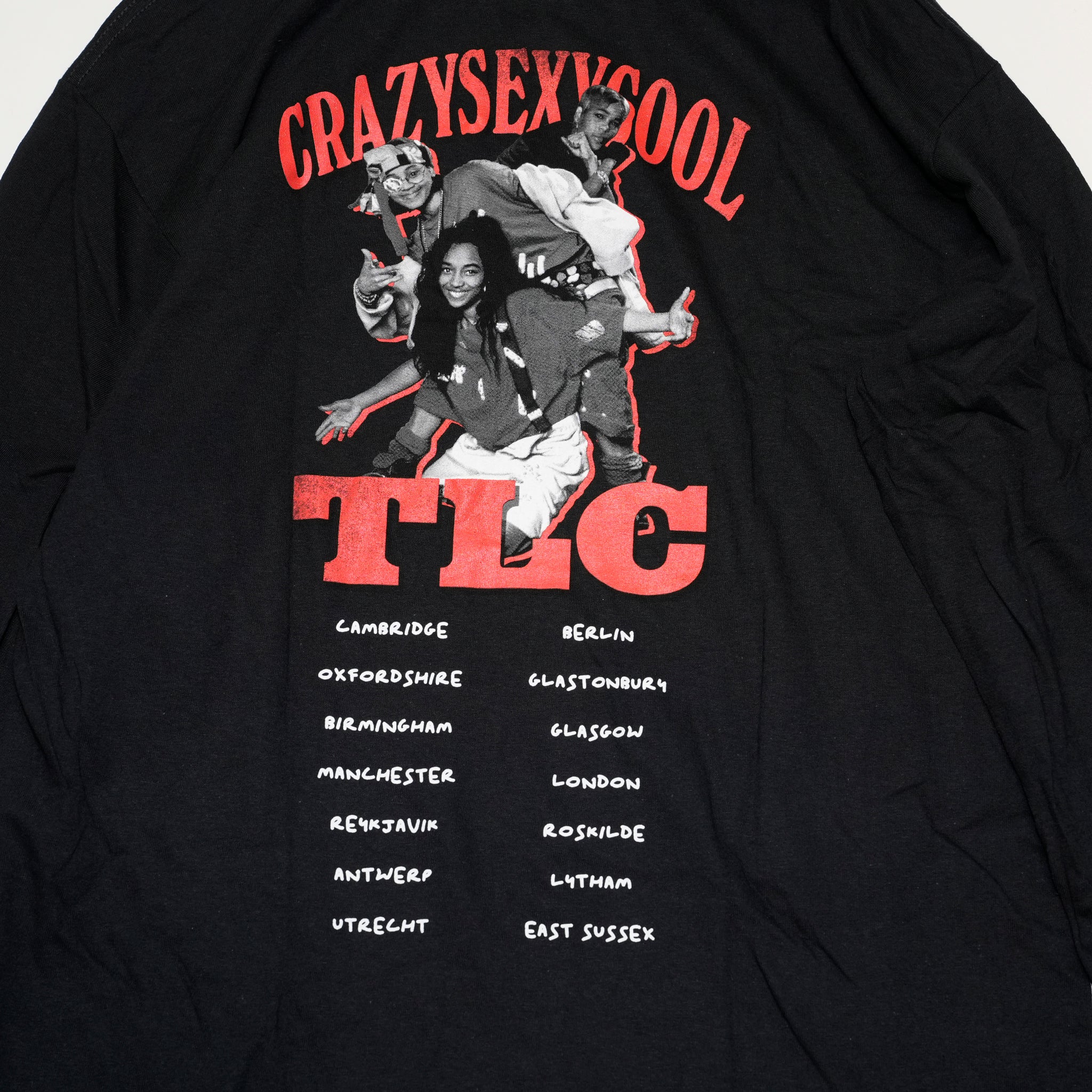 TLC Unisex Long Sleeve T-Shirt: CrazySexyCool Photo European Tour 2022(Black) (Back Print & Ex-Tour)  | 【CULTURE TEE】TLCLST06MB