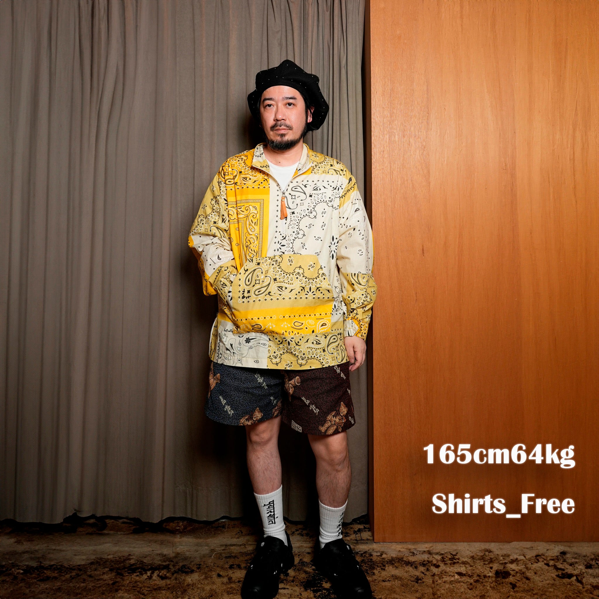 G41203_MT.YE | YELLOW BANDANA HALF-ZIP PULLOVER-MT.YE | Color:Yellow【GORT_ゴート】