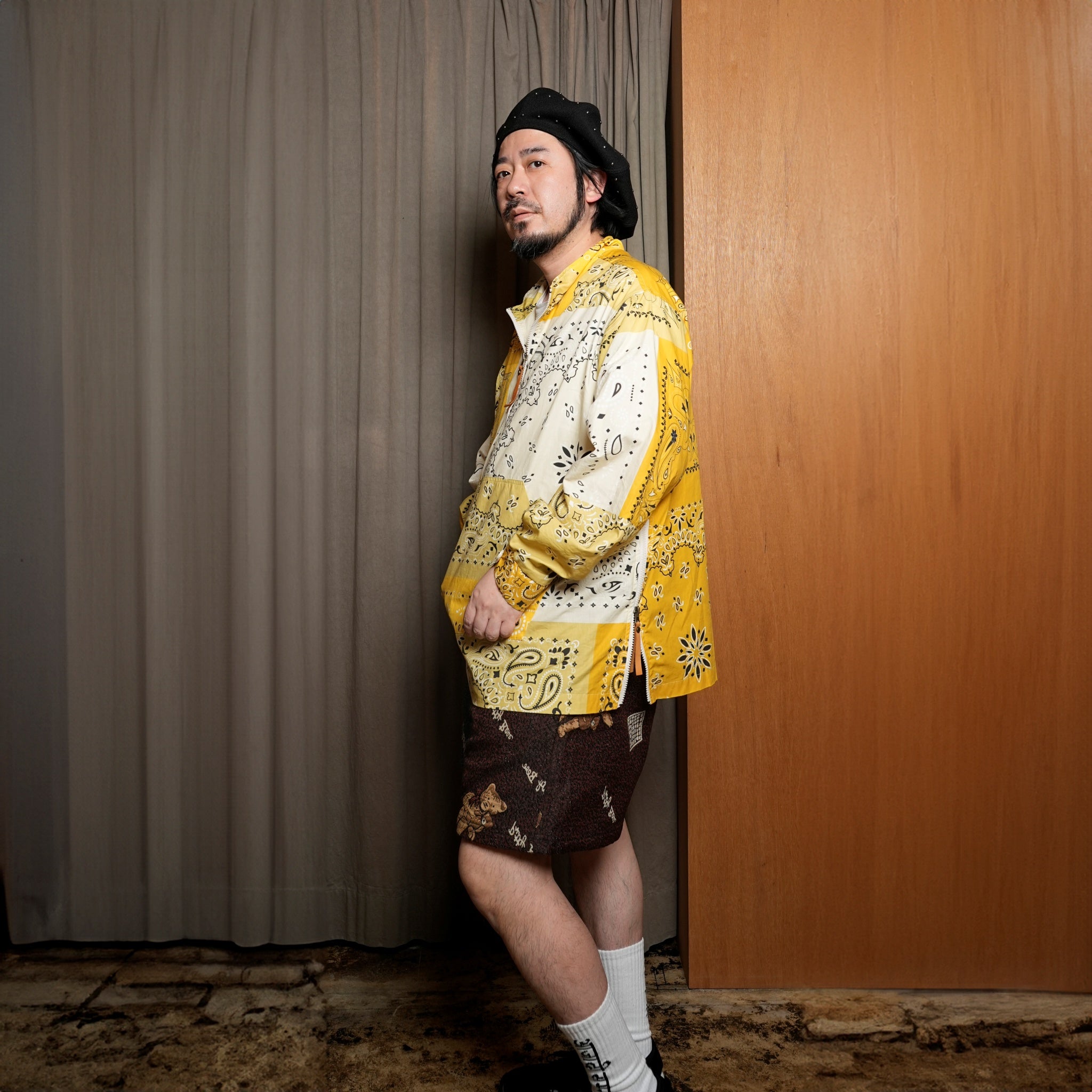 G41203_MT.YE | YELLOW BANDANA HALF-ZIP PULLOVER-MT.YE | Color:Yellow【GORT_ゴート】
