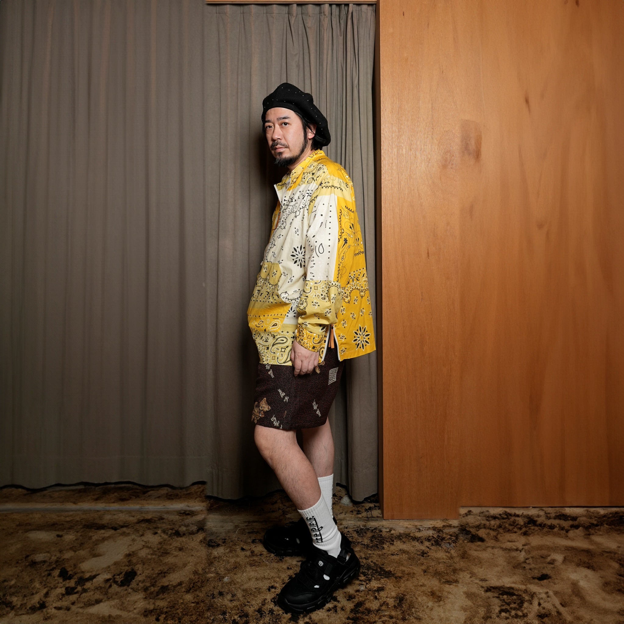 G41203_MT.YE | YELLOW BANDANA HALF-ZIP PULLOVER-MT.YE | Color:Yellow【GORT_ゴート】