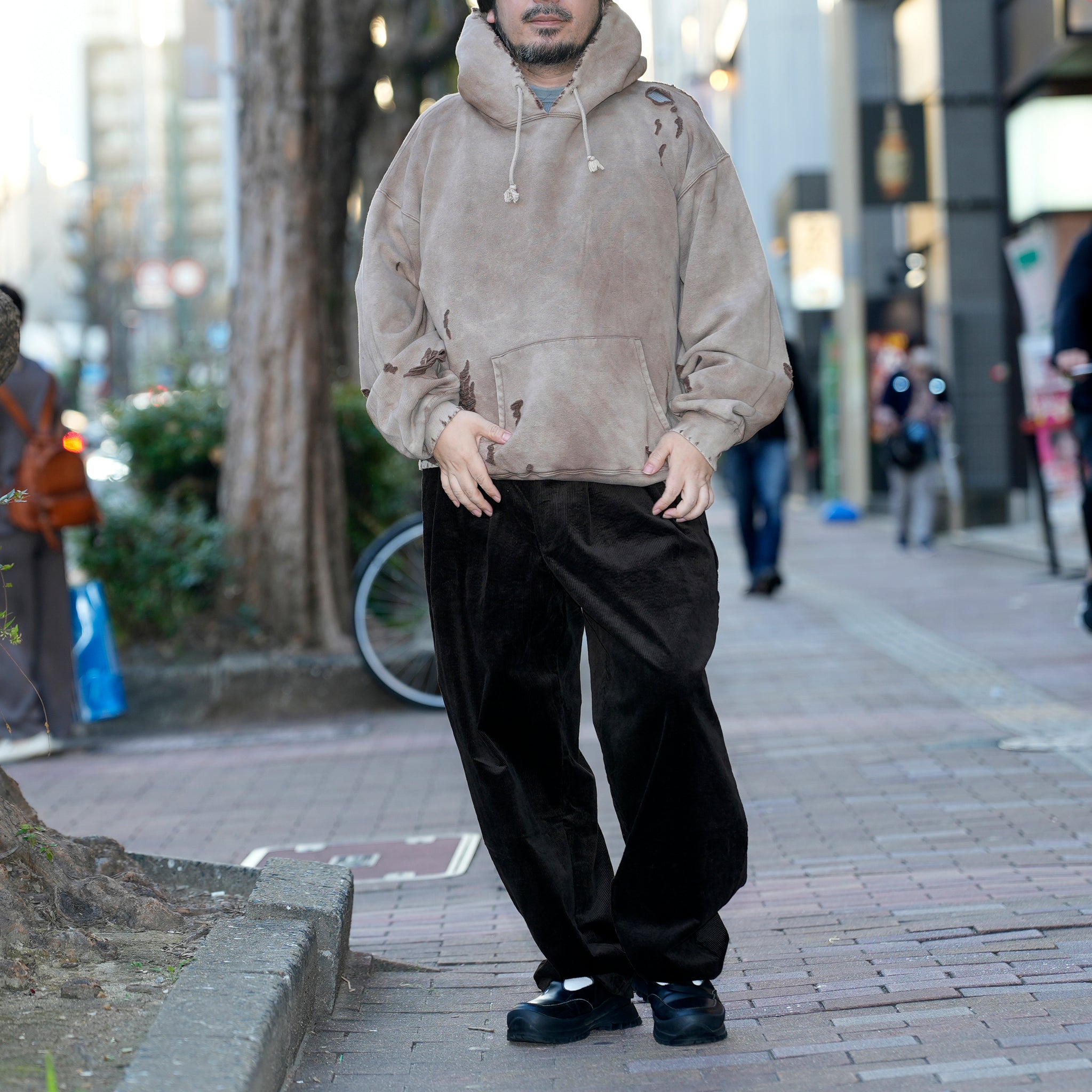 Distressed Sweat Parka | Color_Brown | No_lot : 25#07-3030-0_brown【MINAMI ANDERSON_ミナミアンダーソン】