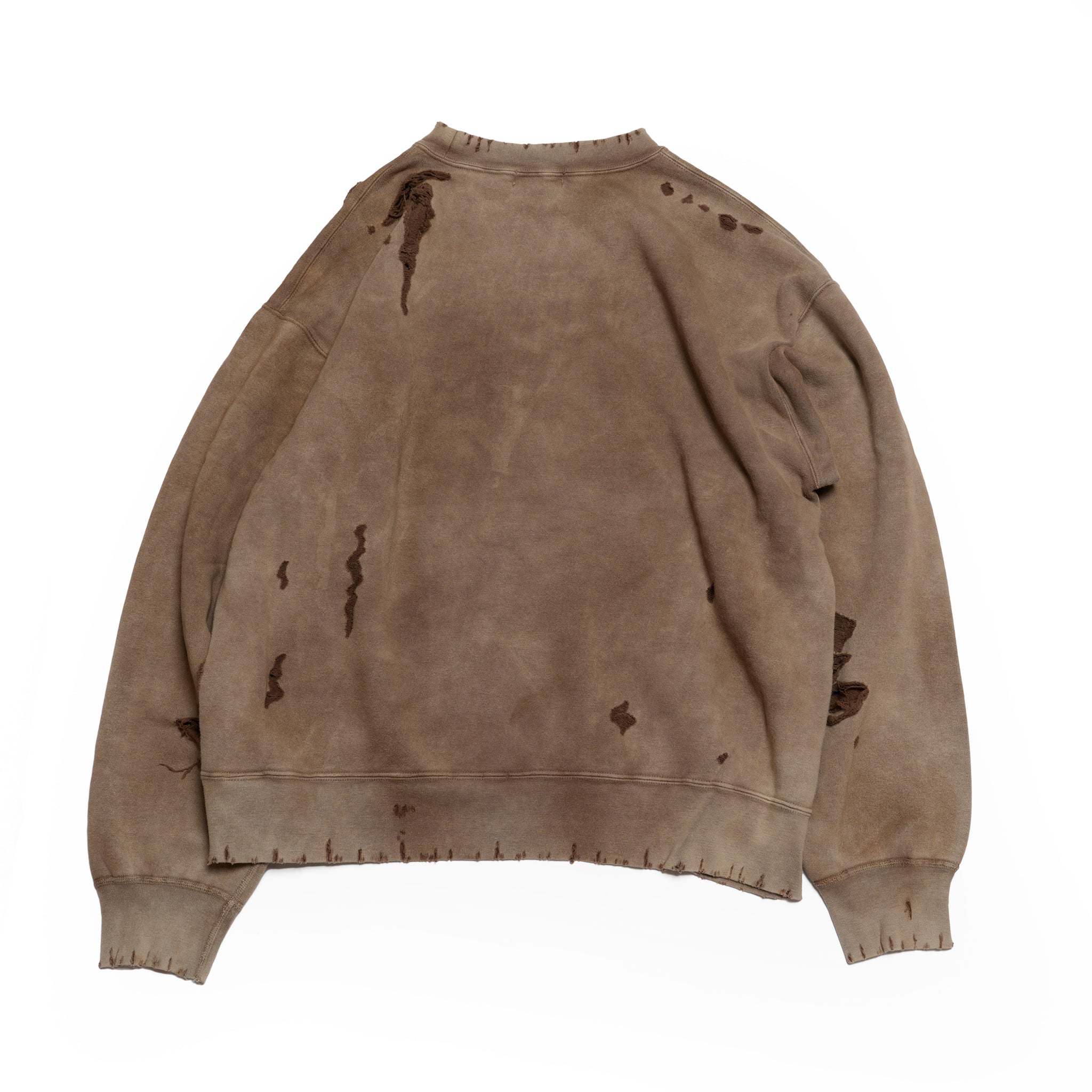 Distressed Sweat Crew | Color_Brown | No_lot : 25#07-1030-0_brown【MINAMI ANDERSON_ミナミアンダーソン】