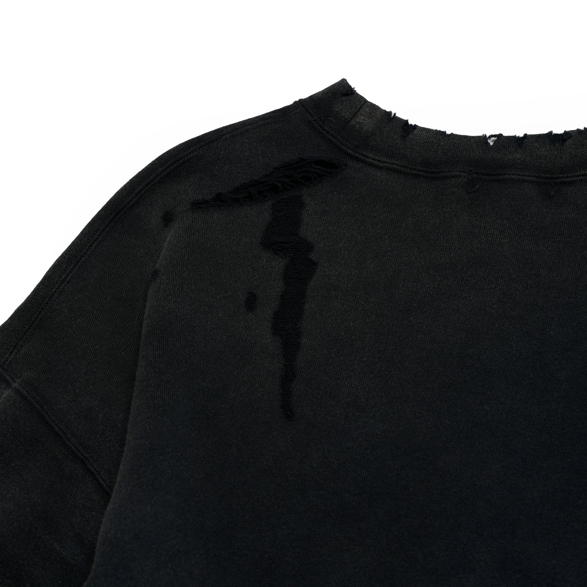 Distressed Sweat Crew | Color_Black | No_lot : 25#07-1030-0_black【MINAMI ANDERSON_ミナミアンダーソン】