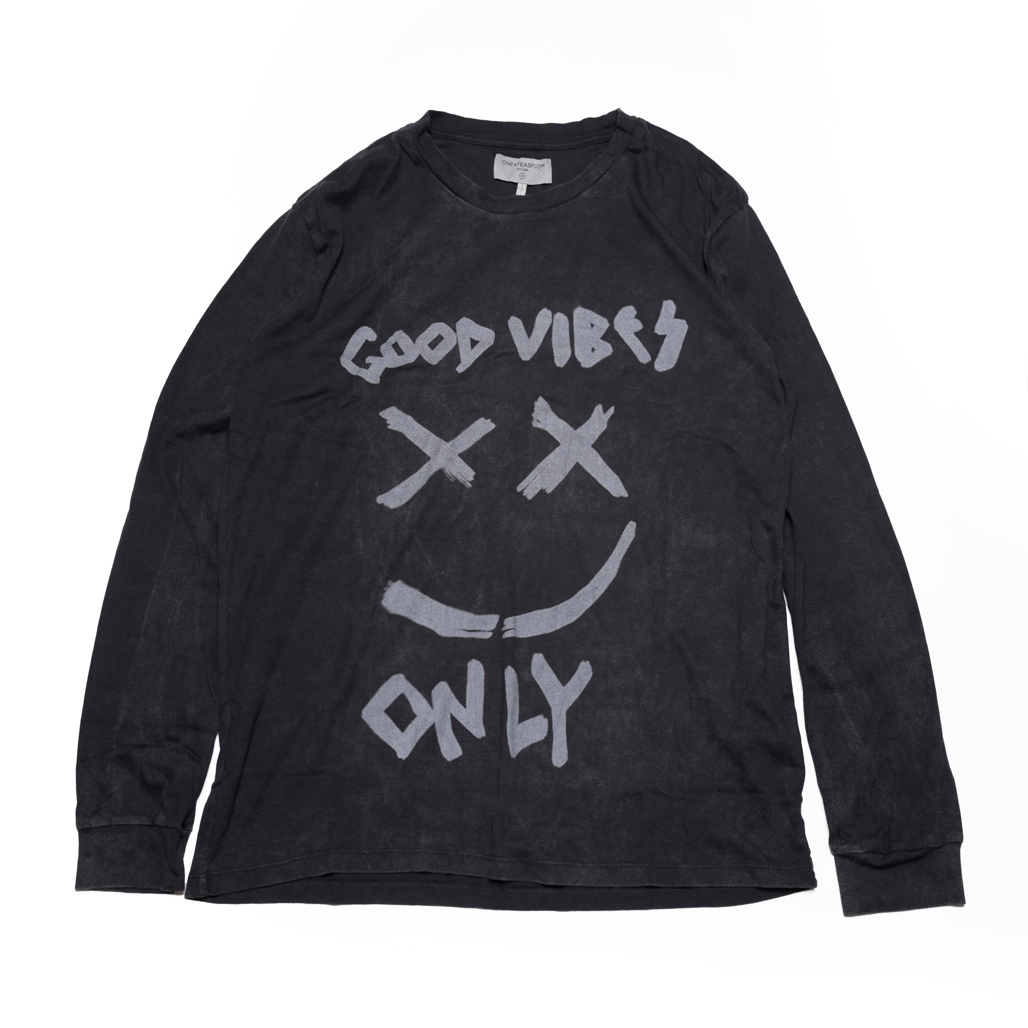 26468C_CHARCOAL | GOOD VIBES ONLY LONG SLEEVE TEE | Color:CHARCOAL【ONE TEASPOON_ワンティースプーン】