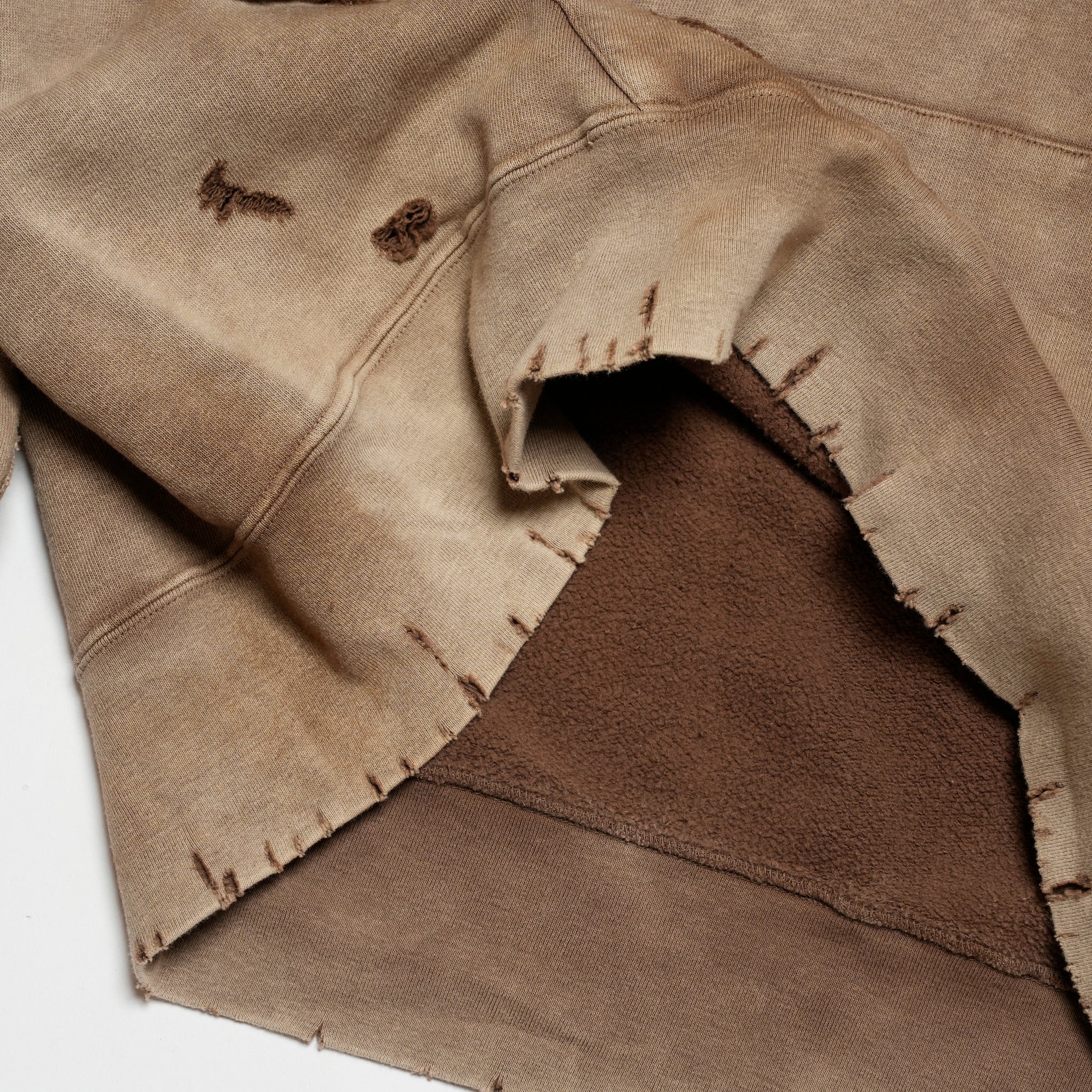 Distressed Sweat Parka | Color_Brown | No_lot : 25#07-3030-0_brown【MINAMI ANDERSON_ミナミアンダーソン】