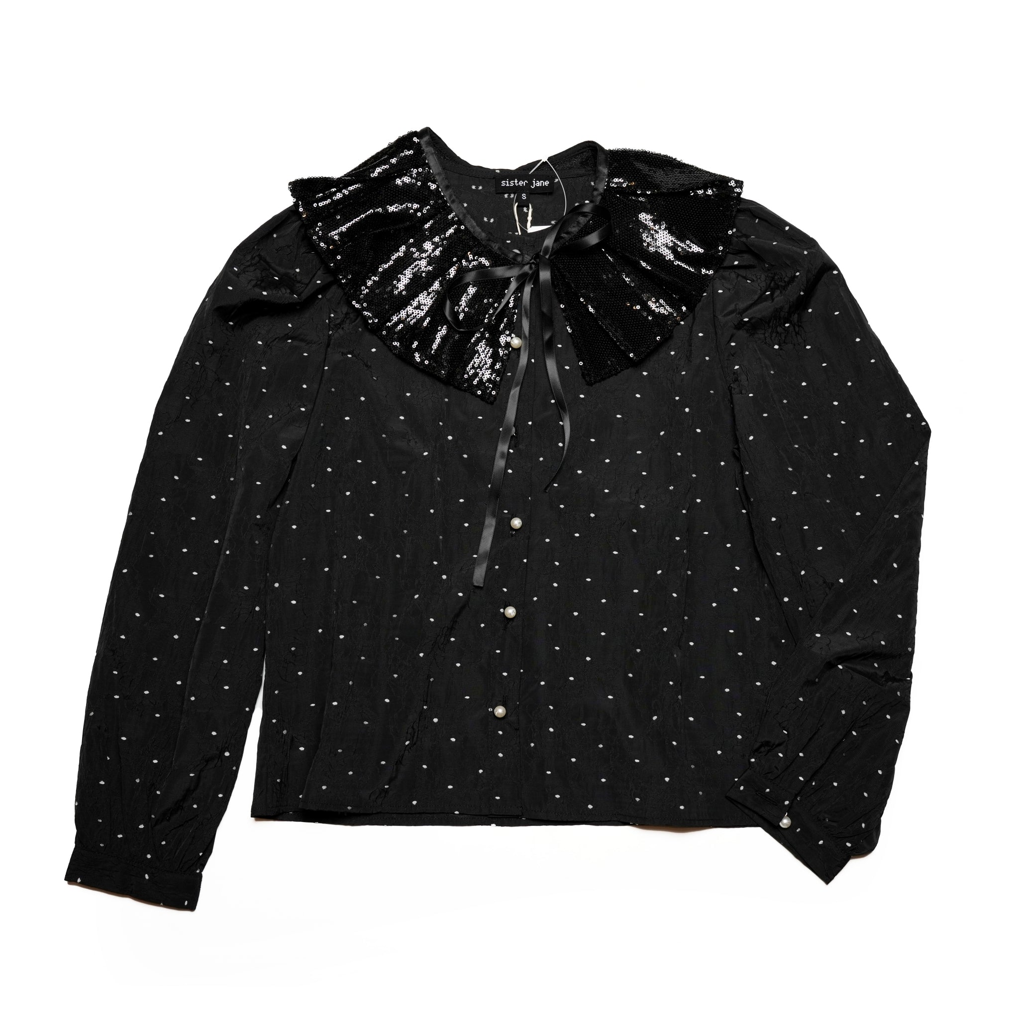 30SJ03BL1231BLK | Waltz Sequin Collar Blouse【SISTER JANE_シスタージェーン】