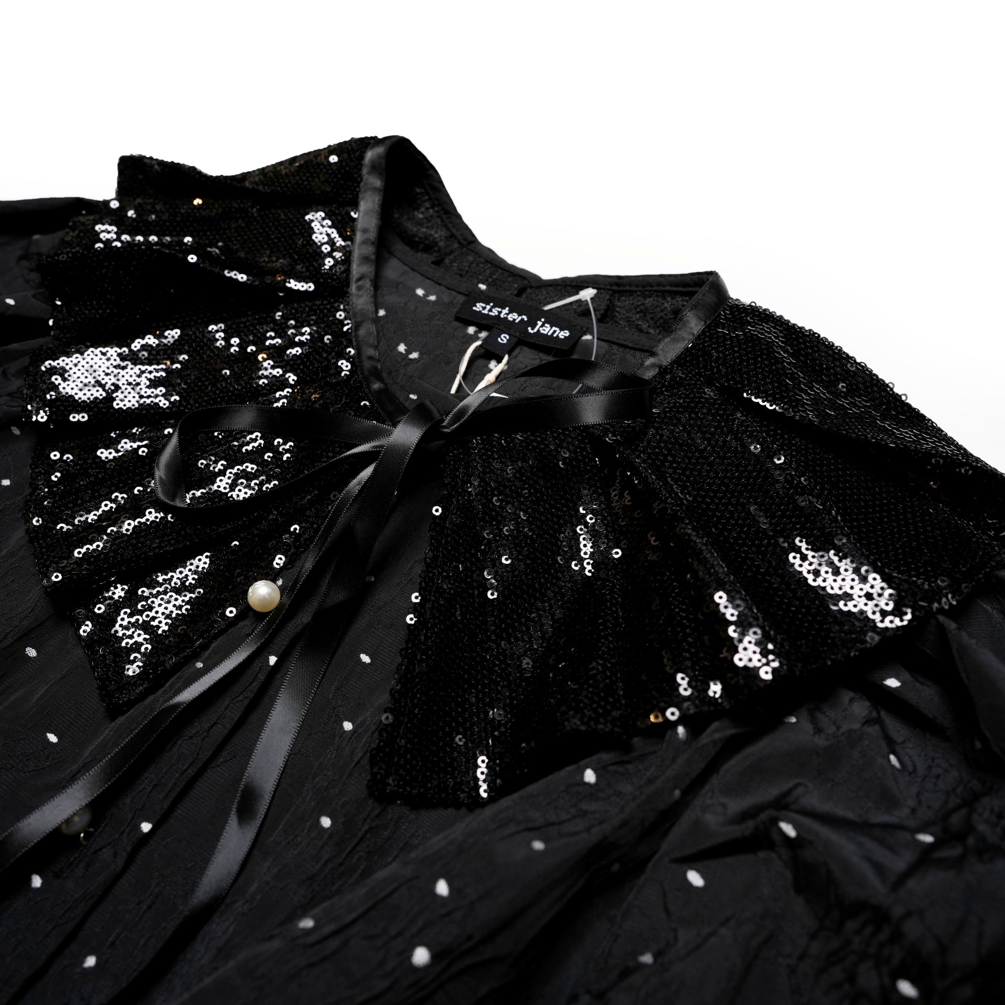 30SJ03BL1231BLK | Waltz Sequin Collar Blouse【SISTER JANE_シスタージェーン】