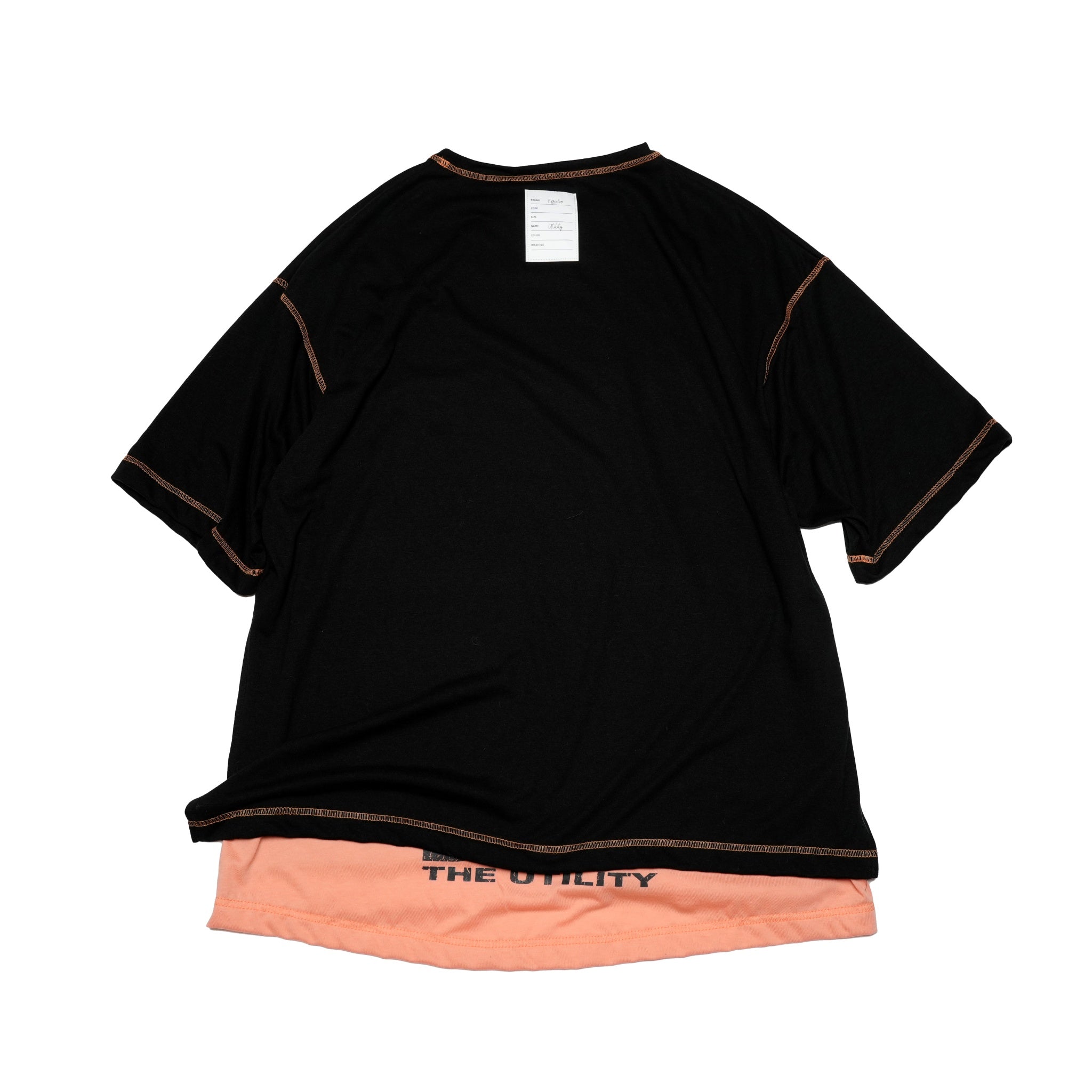Reversible Color Stitch s/s Tee – Black × Apricot | EFFECTEN