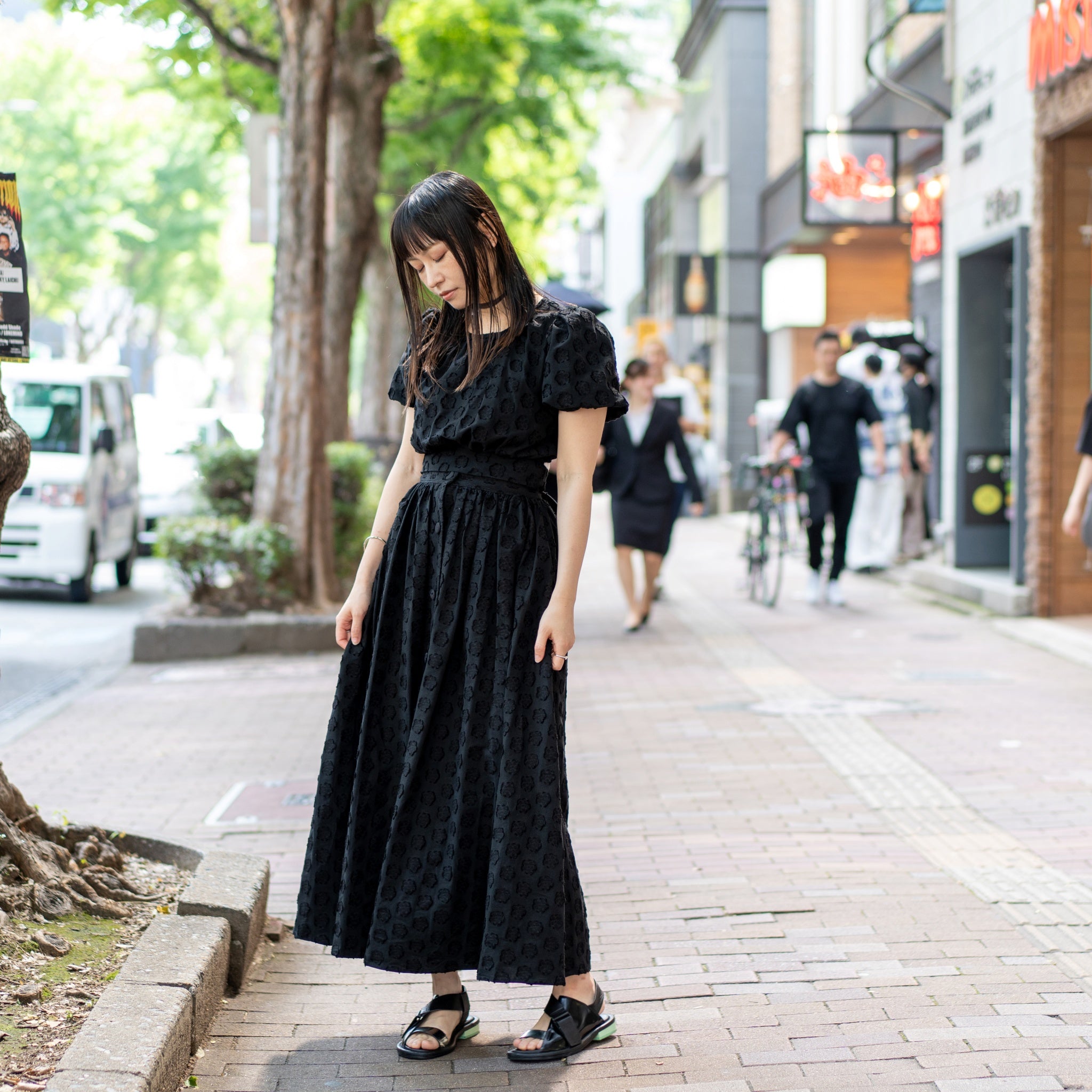 29SJ03TO559BLK | Mara Jacquard Bow Top | Color:Black【SISTER JANE_シスタージェーン】【archive】