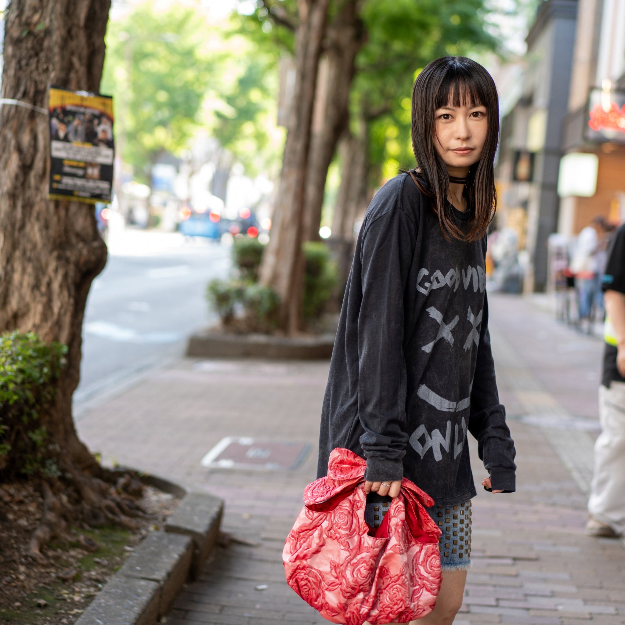 26468C_CHARCOAL | GOOD VIBES ONLY LONG SLEEVE TEE | Color:CHARCOAL【ONE TEASPOON_ワンティースプーン】