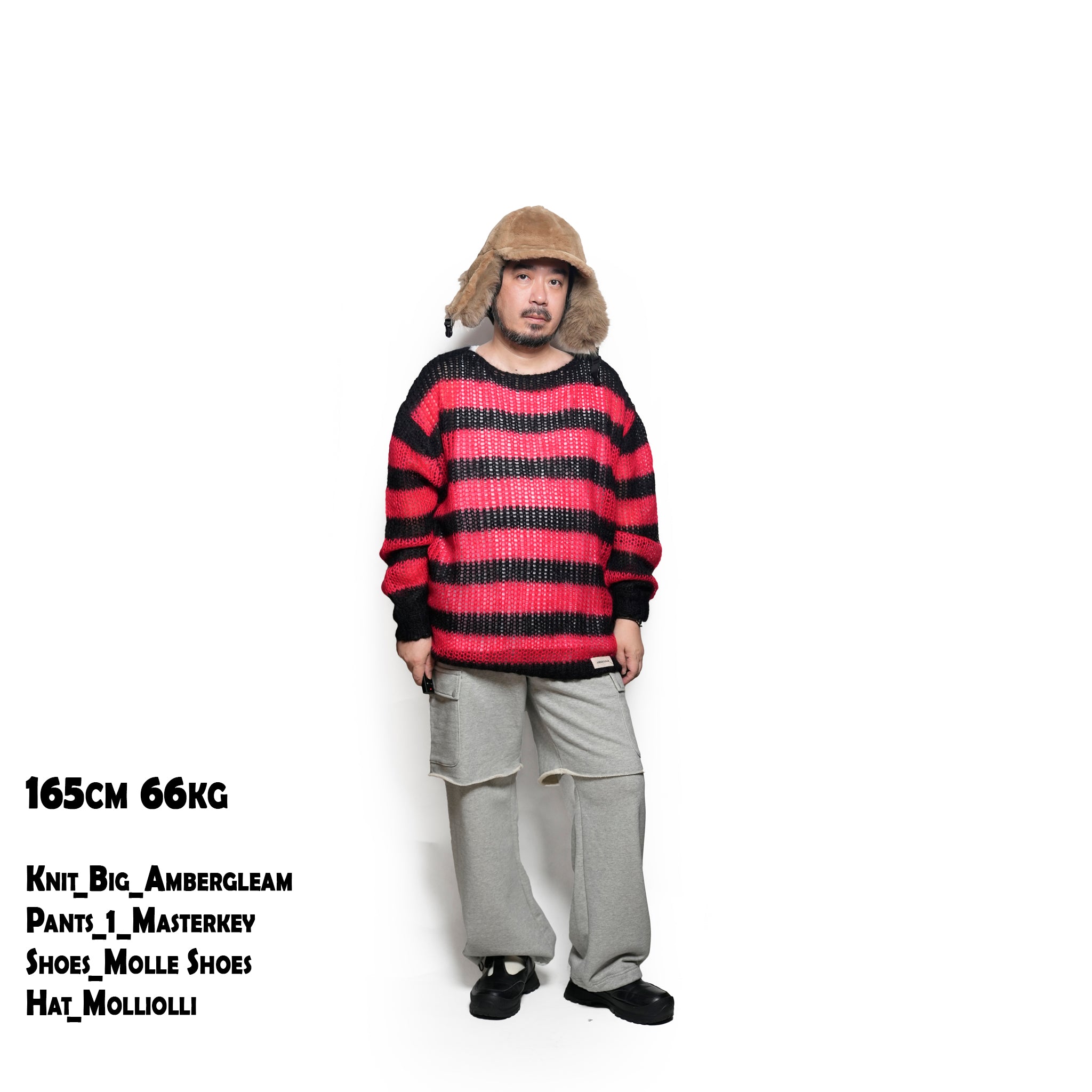 Mesh Mohair knit / Red【AMBERGLEAM_アンバーグリーム】1320151113