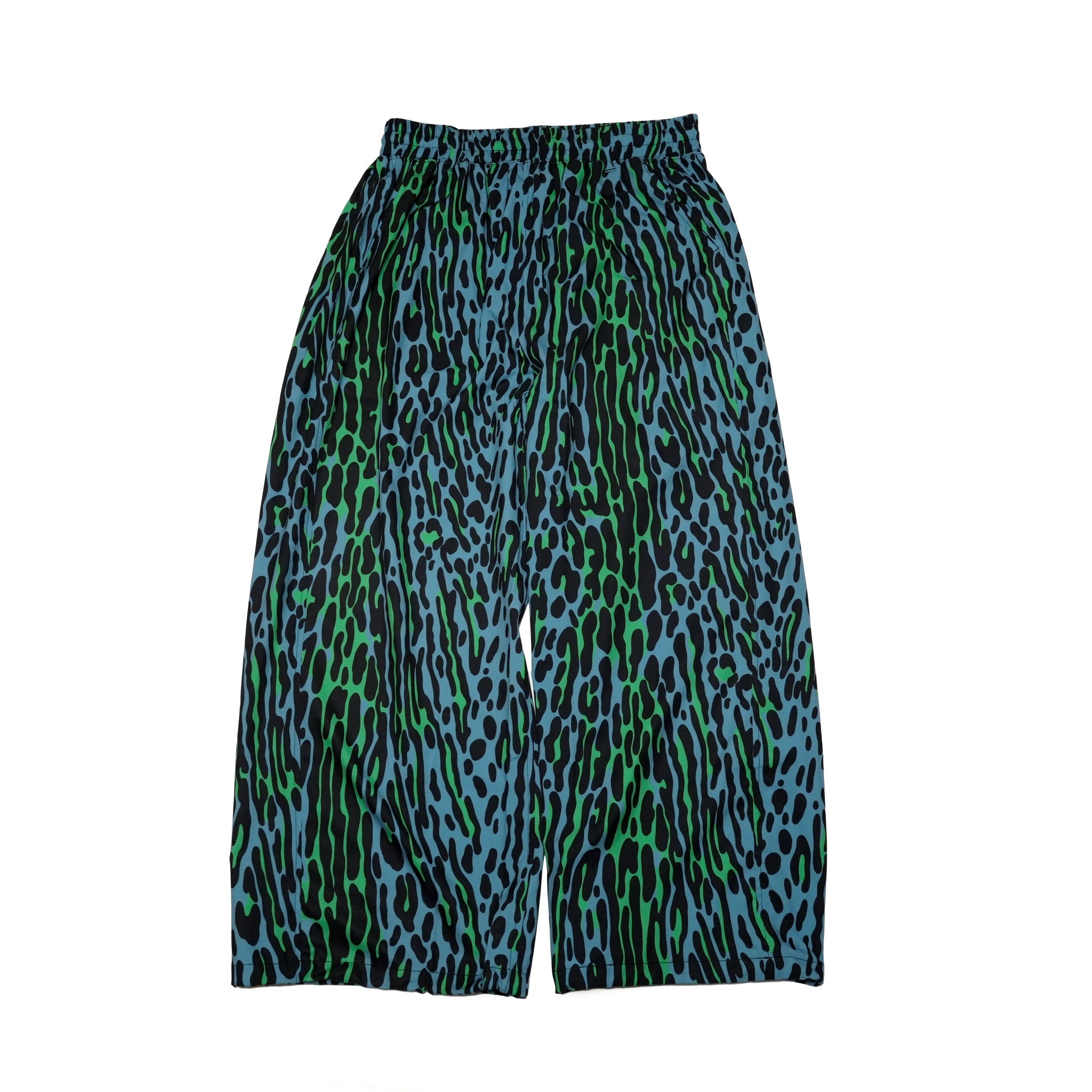 Leopard Wide Pants – Blue Green | EFFECTEN