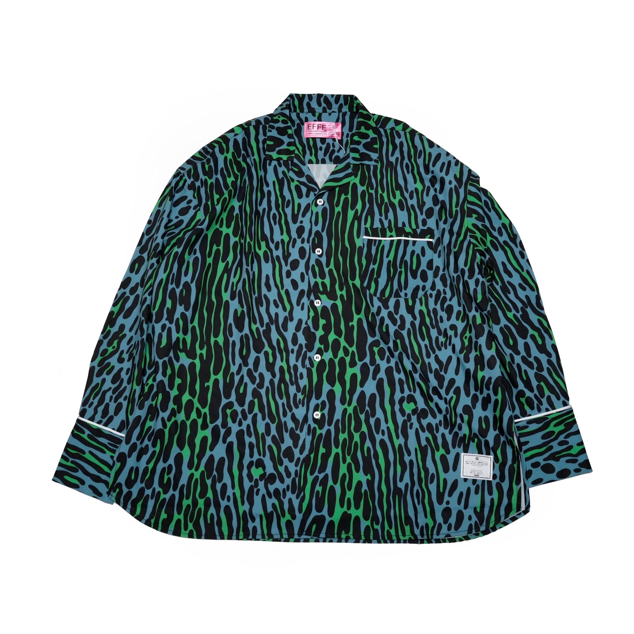 efdbdg-01_Blue Green | Leopard Piping Shirts | Color:Blue Green【EFFECTEN_エフェクテン】