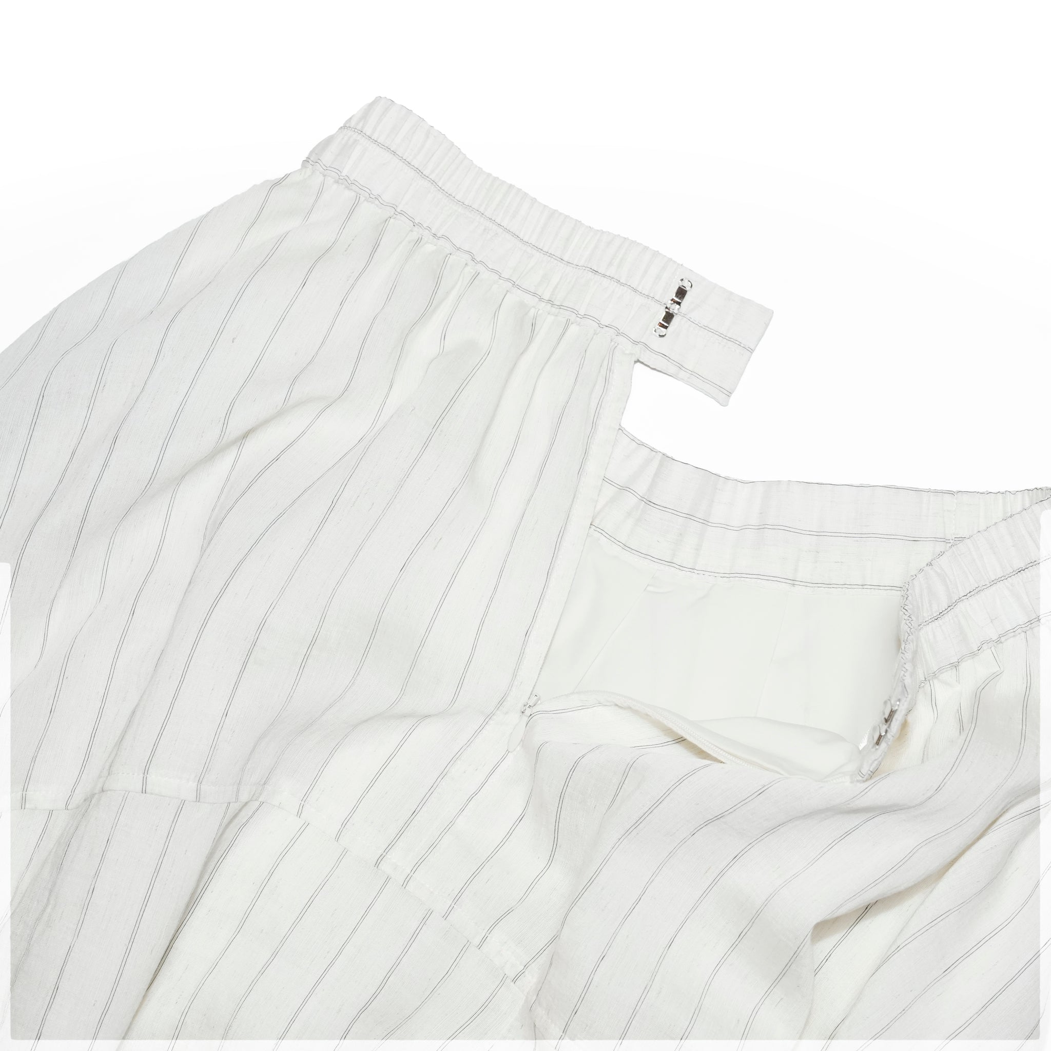 25163-8299P_off white | ストライプ切替ギャザーS/K | Color:Off White【ANGELINA_アンジェリーナ】