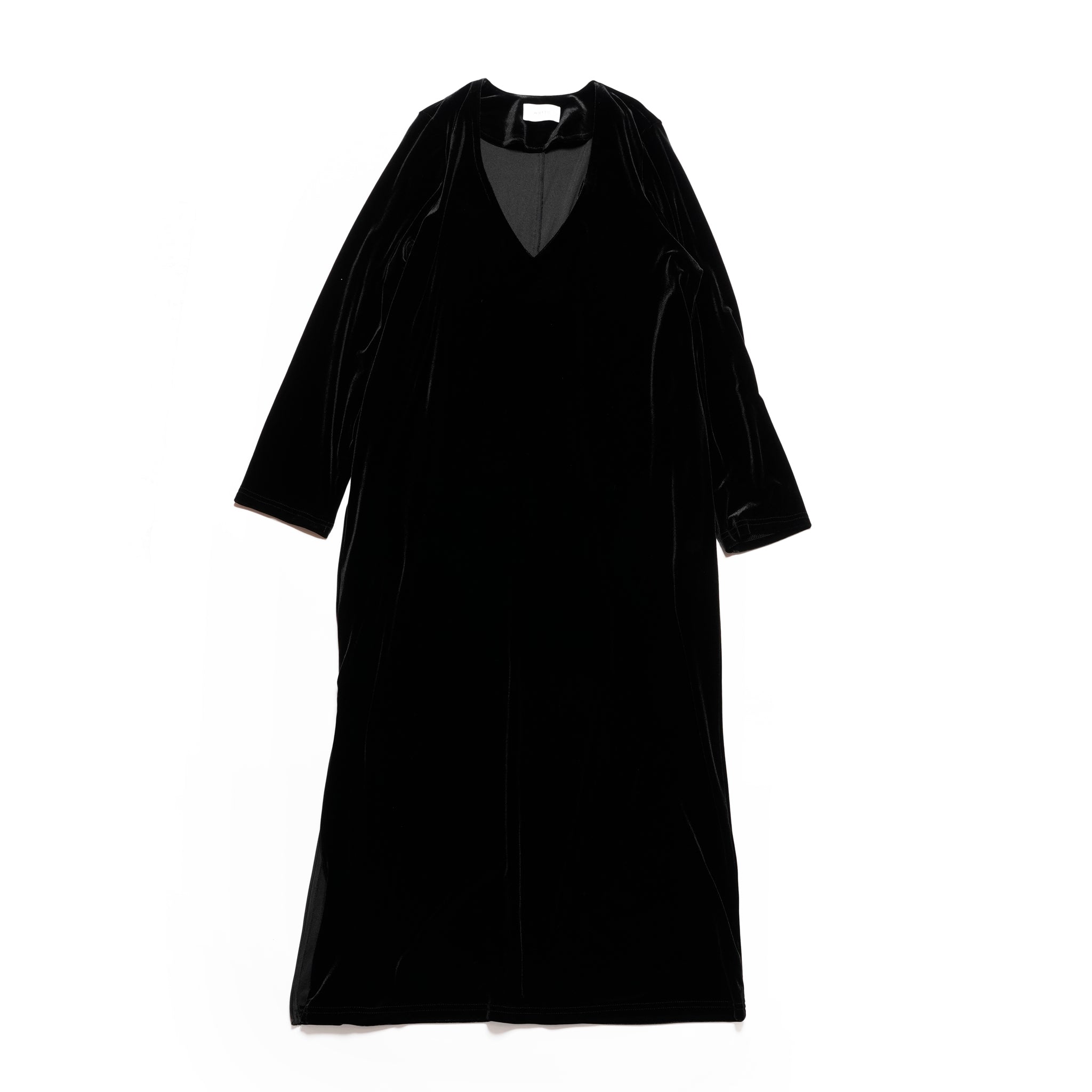 v slit velour dress | Color_Black | No_wht25fop4072_bk【WHYTO_ホワイト】
