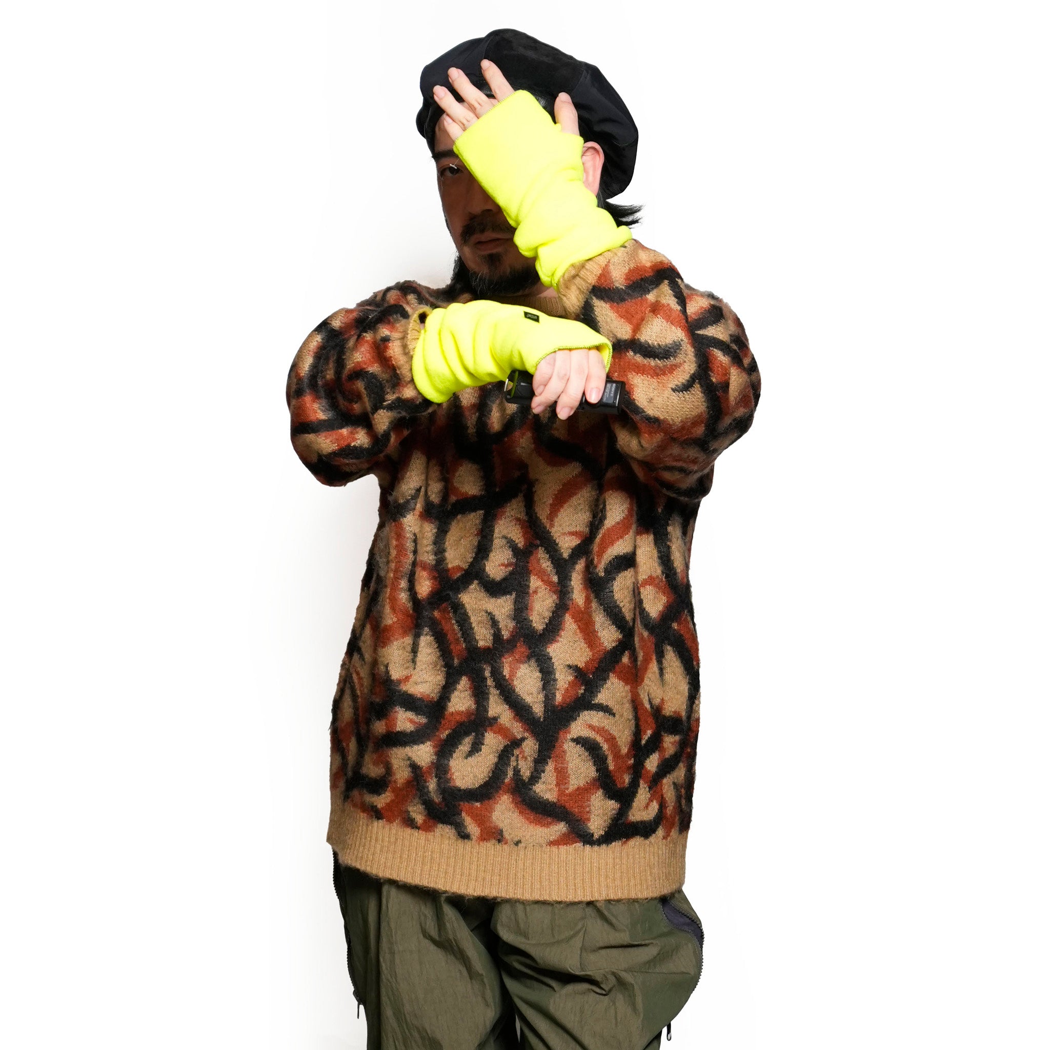 WRISTIES フィンガーレスグローブ Lサイズ ホットピンク ネオンイエロー ネイビー パープル フリース素材 ハンドウォーマー