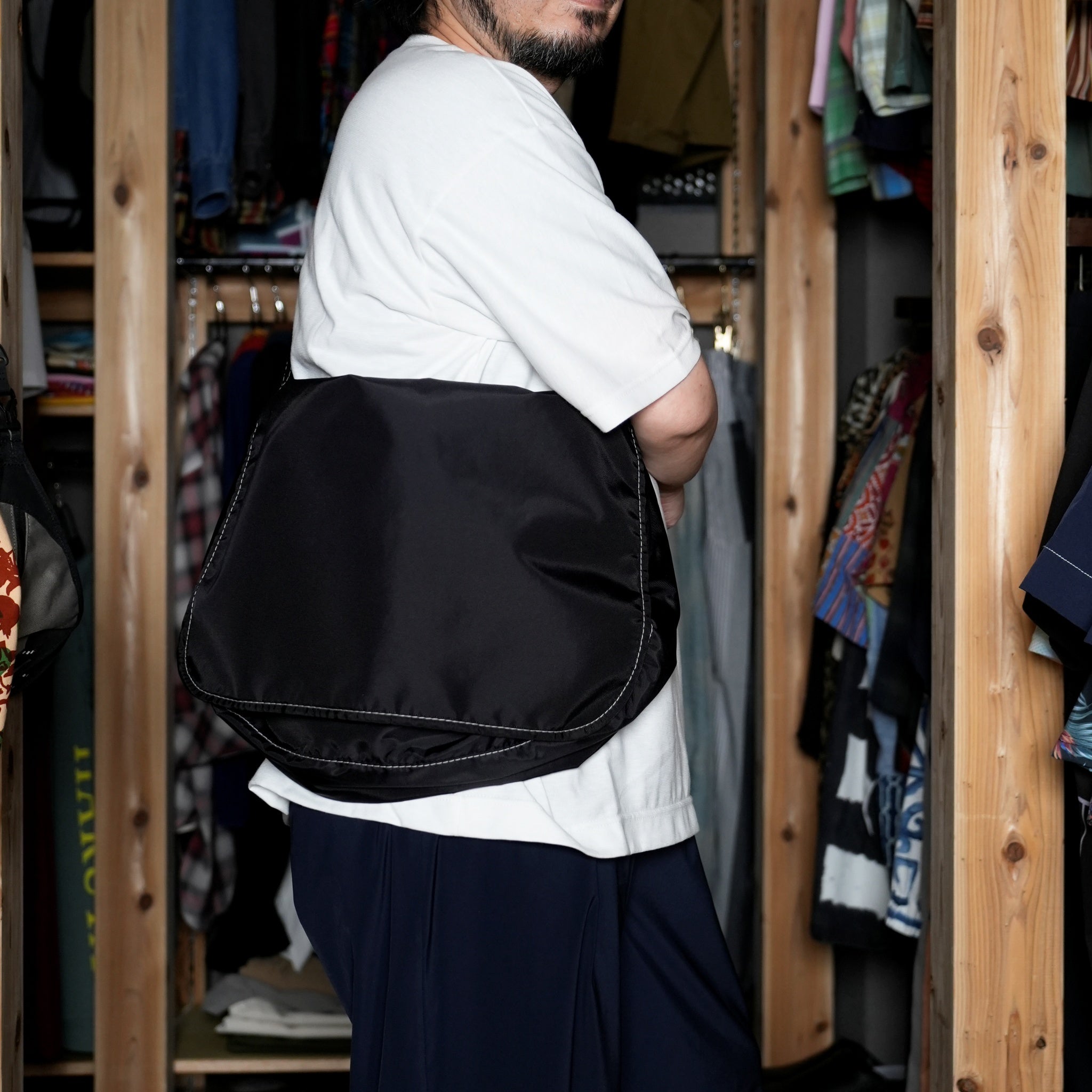CSTM BAG-03 | Name*Nylon Newspaper | Color:Black【SMOKE T ONE】【CS_One Cstm Fits All Made In USA】【archive】