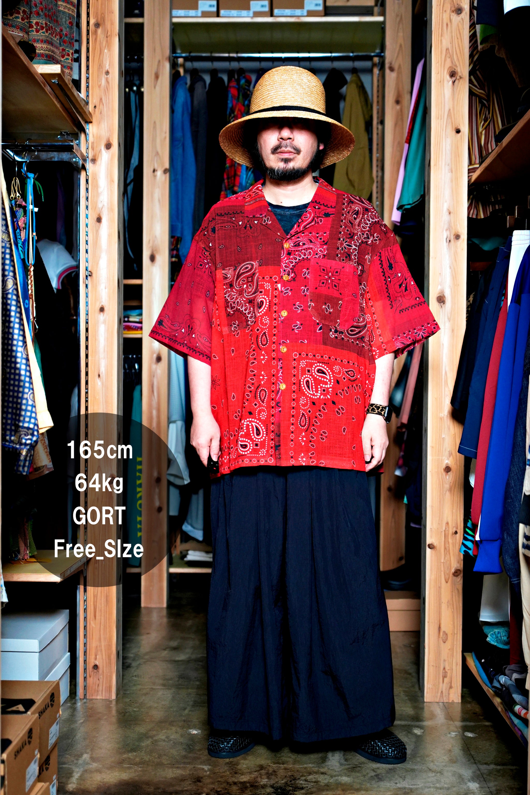 G62201_TR | BANDANA ALOHA SHIRTS-TR | COlor:Tomato Red【GORT_ゴート】【archive】