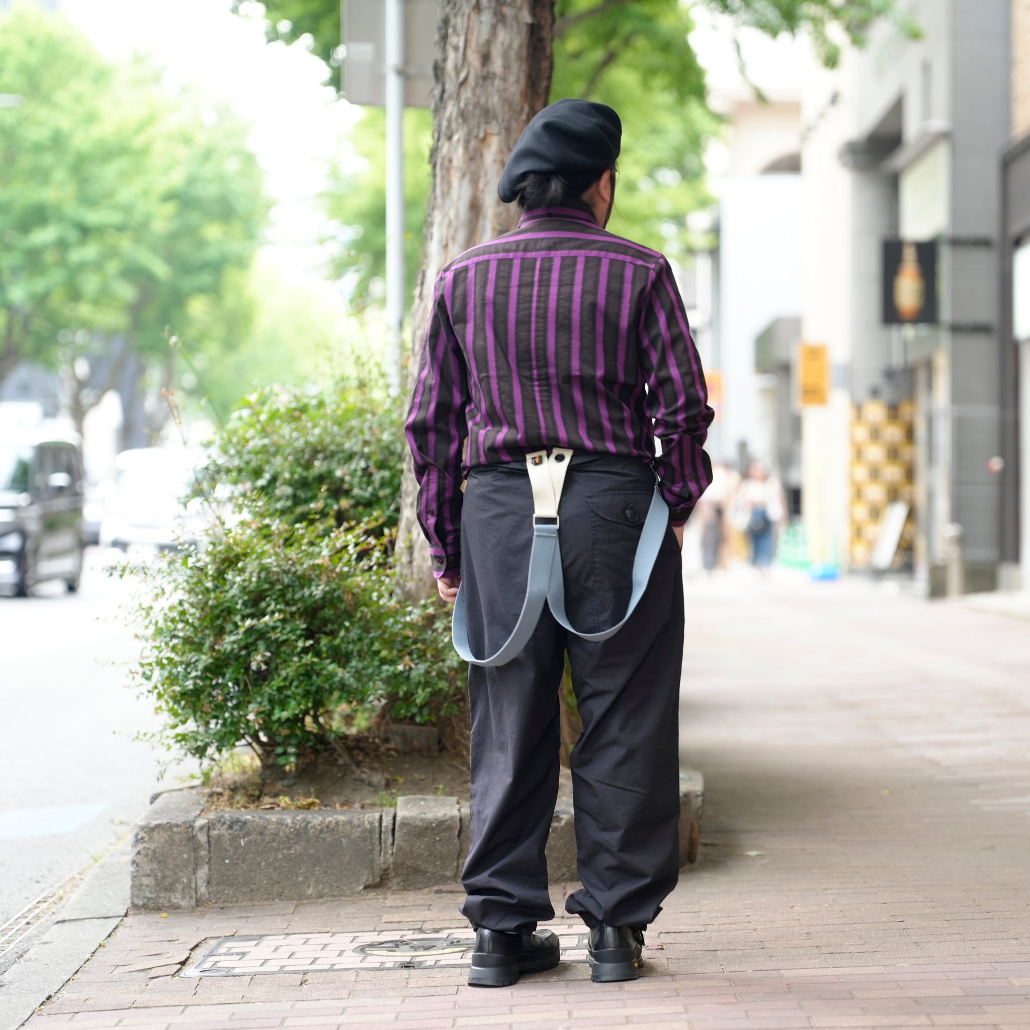 STRIPE BEAGLE COLLAR SHIRTS | Color_Black-Purple | No_25-3-SH01【ORIGINAL JOHN_オリジナルジョン】