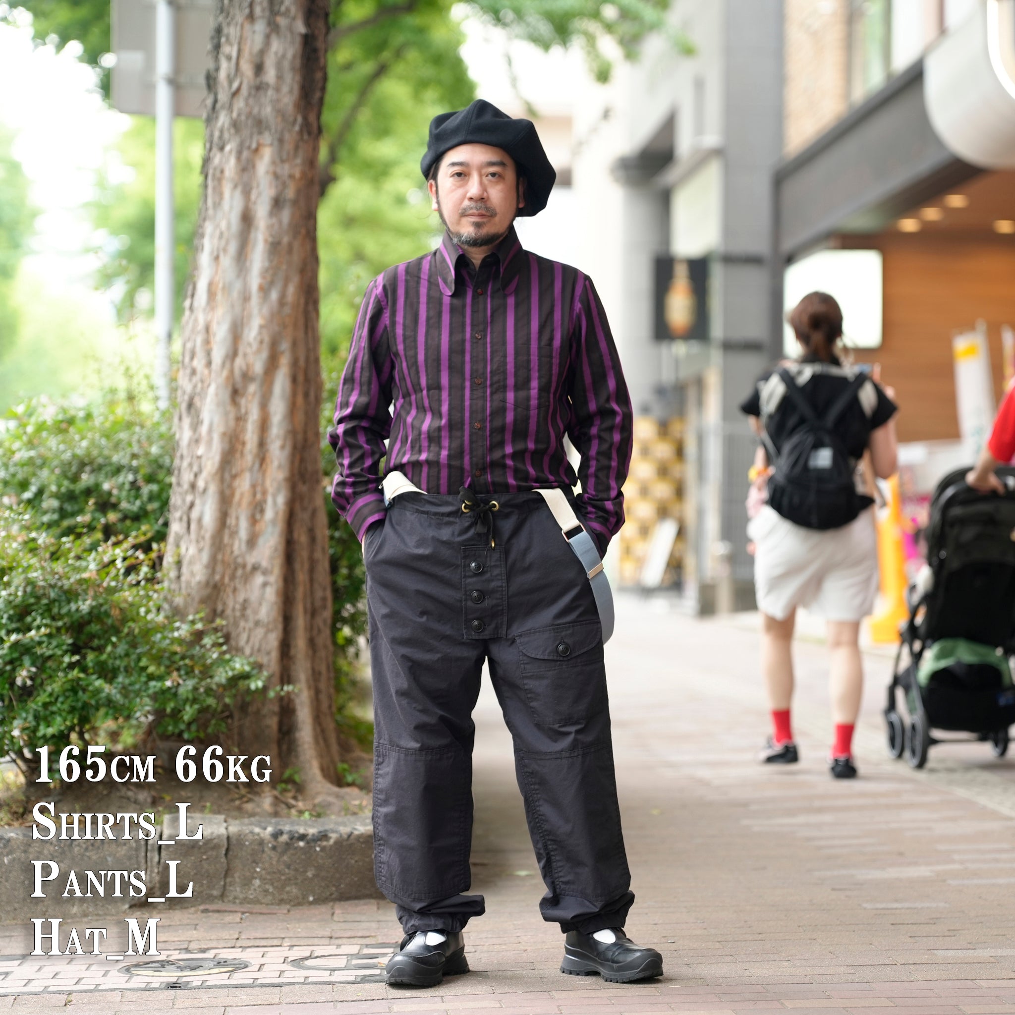 STRIPE BEAGLE COLLAR SHIRTS | Color_Black-Purple | No_25-3-SH01【ORIGINAL JOHN_オリジナルジョン】