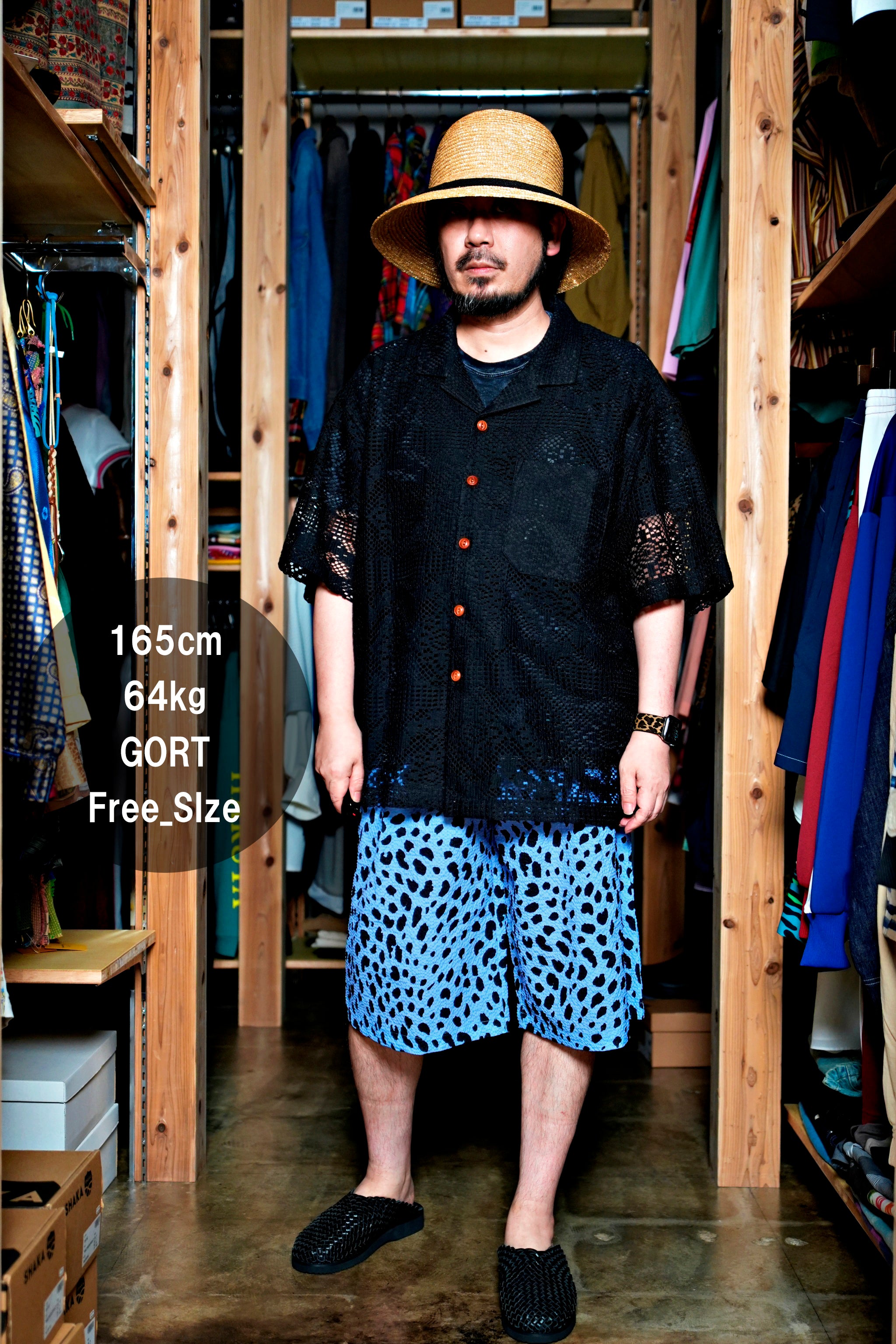 G62302_BL | LEOPARD LONG WIDE SUMMER SHORTS-BL | COlor:Blue【GORT_ゴート】【archive】