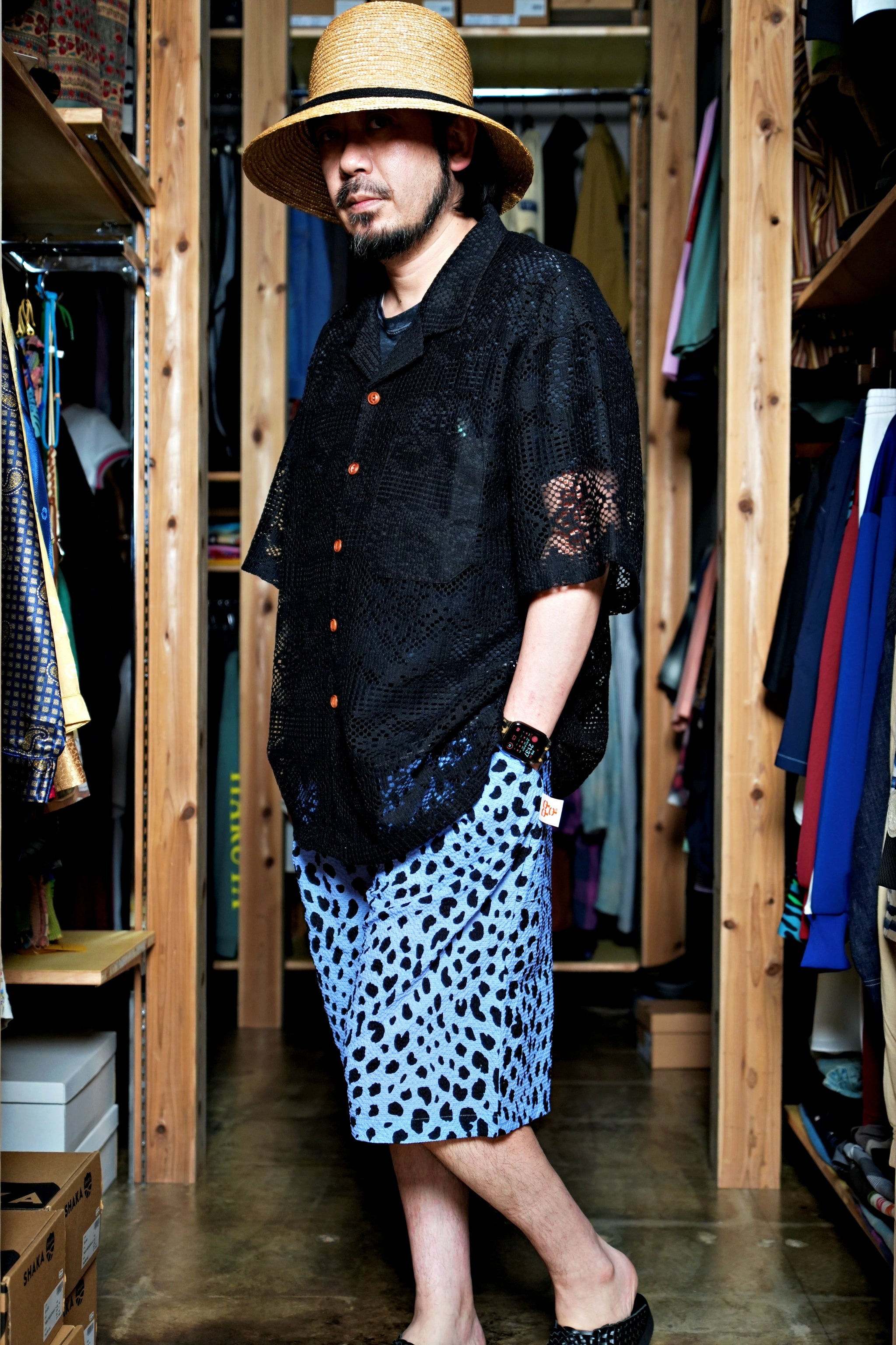 G62302_BL | LEOPARD LONG WIDE SUMMER SHORTS-BL | COlor:Blue【GORT_ゴート】【archive】