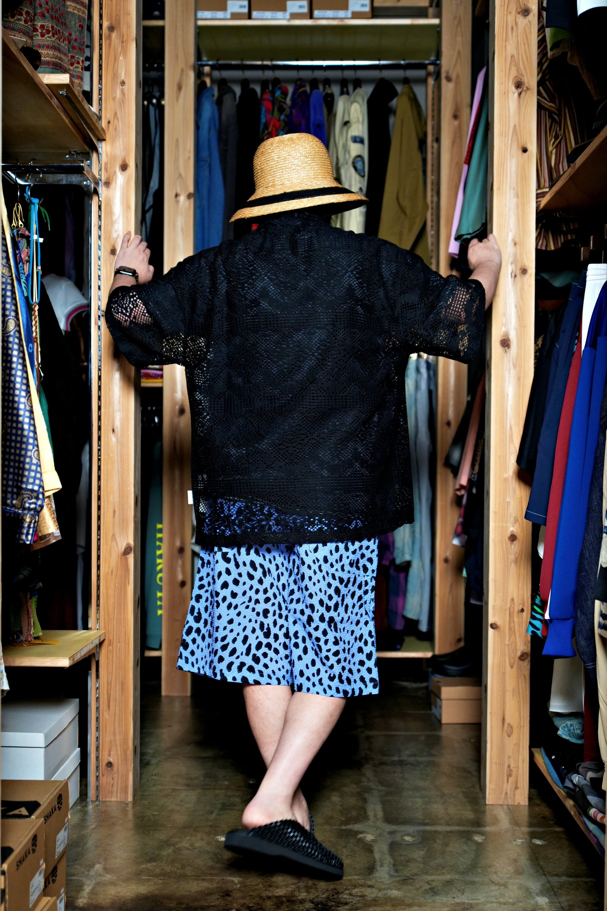 G62302_BL | LEOPARD LONG WIDE SUMMER SHORTS-BL | COlor:Blue【GORT_ゴート】【archive】