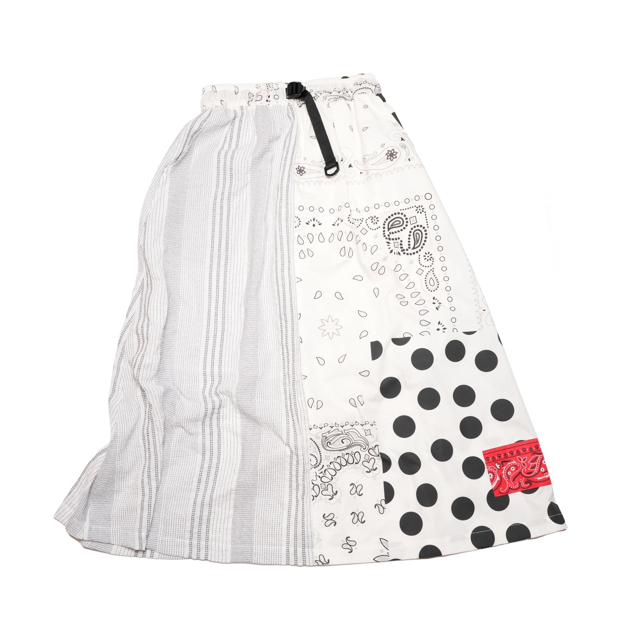 PATCHWORK BUCKLE SKIRT-WH – White | GORT