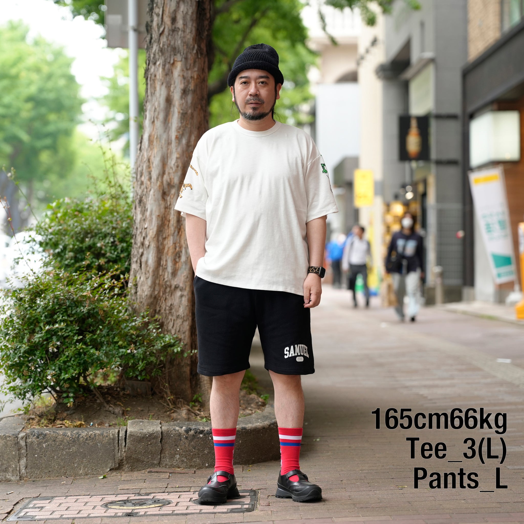 S-25SS-PT-001 |SAMUEL COLLEGE SWEAT SHORTS | Color:Black/Gray/Indigo【SAMUEL_サミュエル】