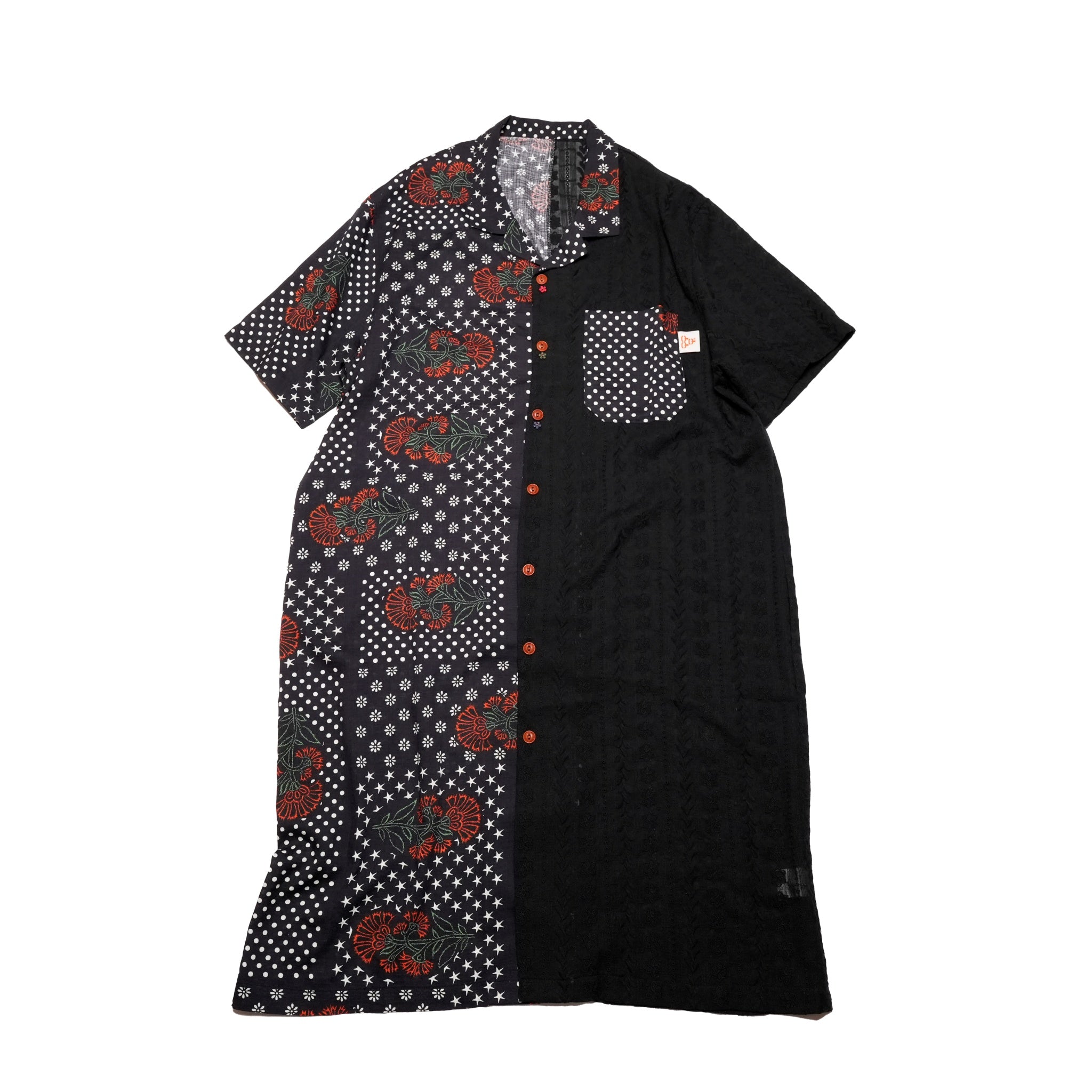 G62203_BK | VINTAGE PATCHWORK LONG SHIRT-BK | COlor:Black【GORT_ゴート】【archive】