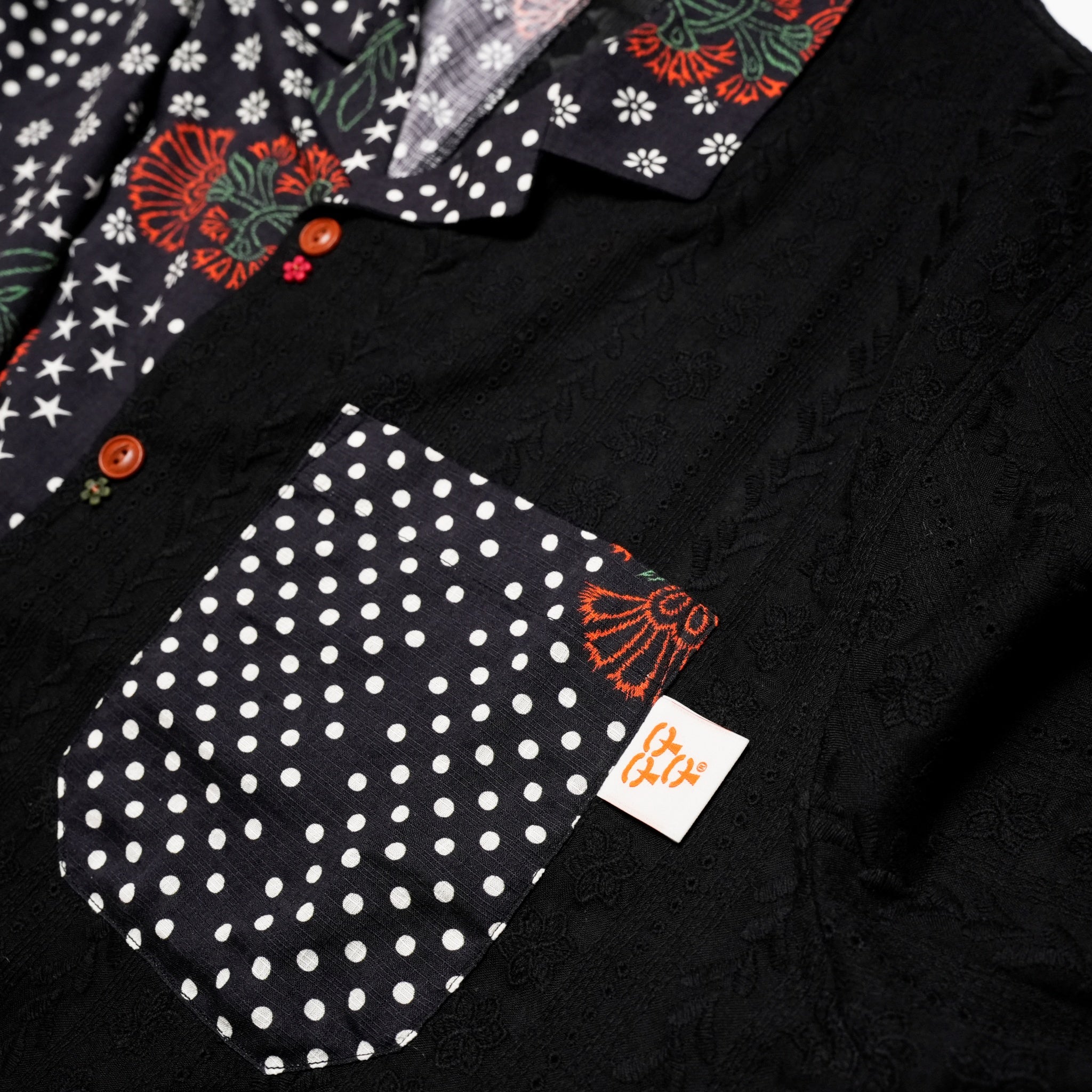 G62203_BK | VINTAGE PATCHWORK LONG SHIRT-BK | COlor:Black【GORT_ゴート】【archive】