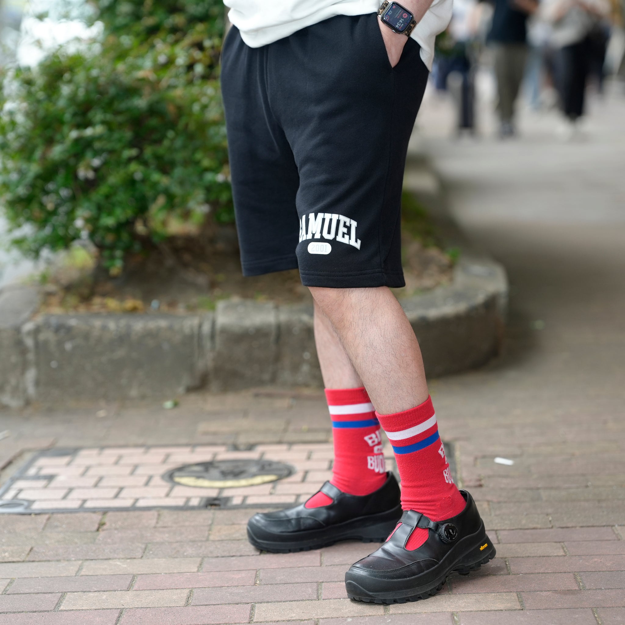 S-25SS-PT-001 |SAMUEL COLLEGE SWEAT SHORTS | Color:Black/Gray/Indigo【SAMUEL_サミュエル】