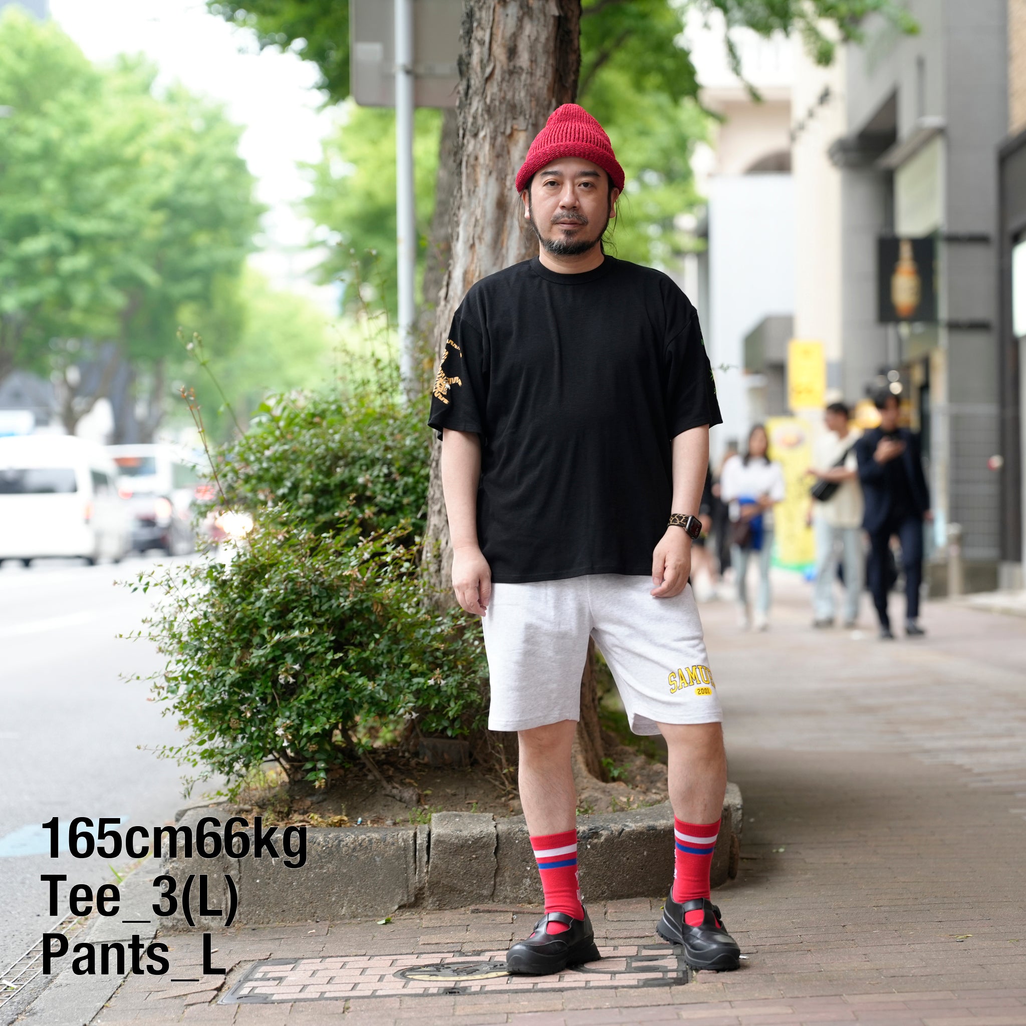 S-25SS-PT-001 |SAMUEL COLLEGE SWEAT SHORTS | Color:Black/Gray/Indigo【SAMUEL_サミュエル】