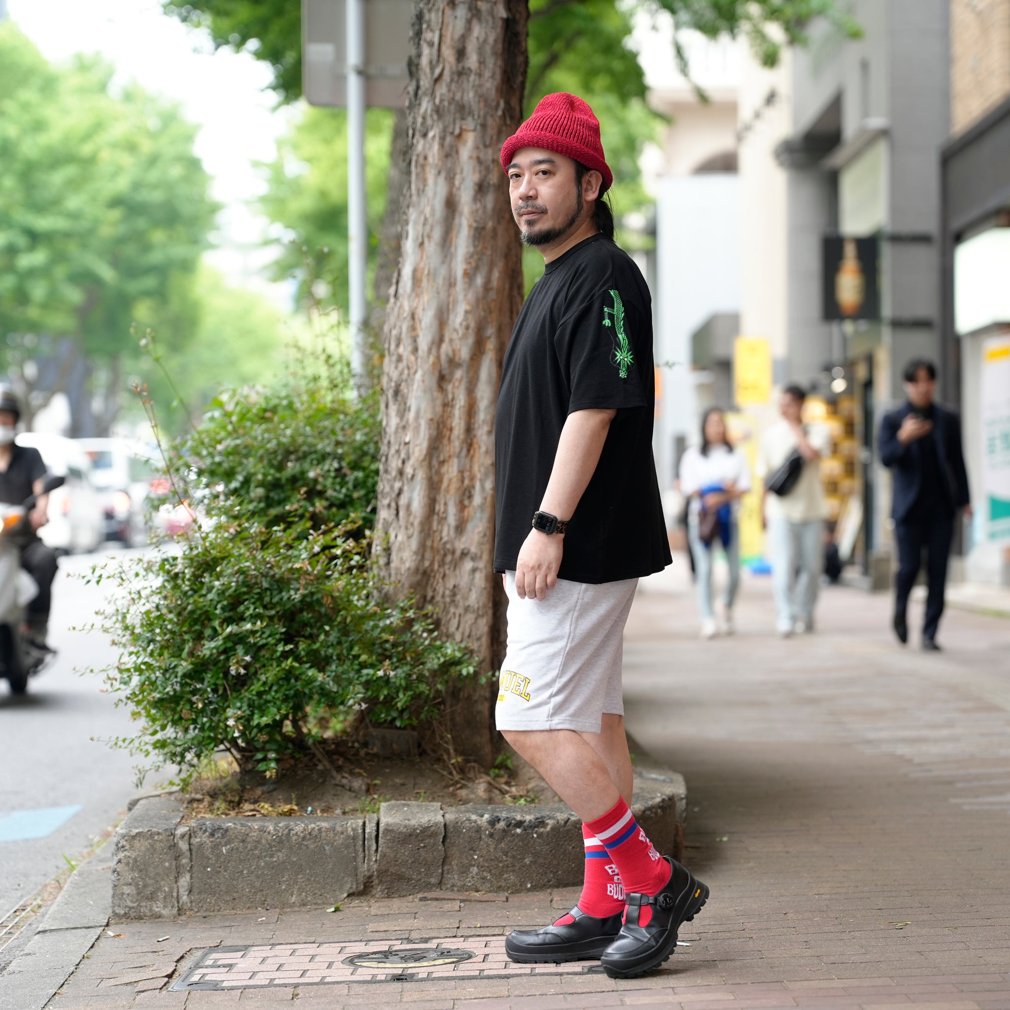 S-25SS-PT-001 |SAMUEL COLLEGE SWEAT SHORTS | Color:Black/Gray/Indigo【SAMUEL_サミュエル】