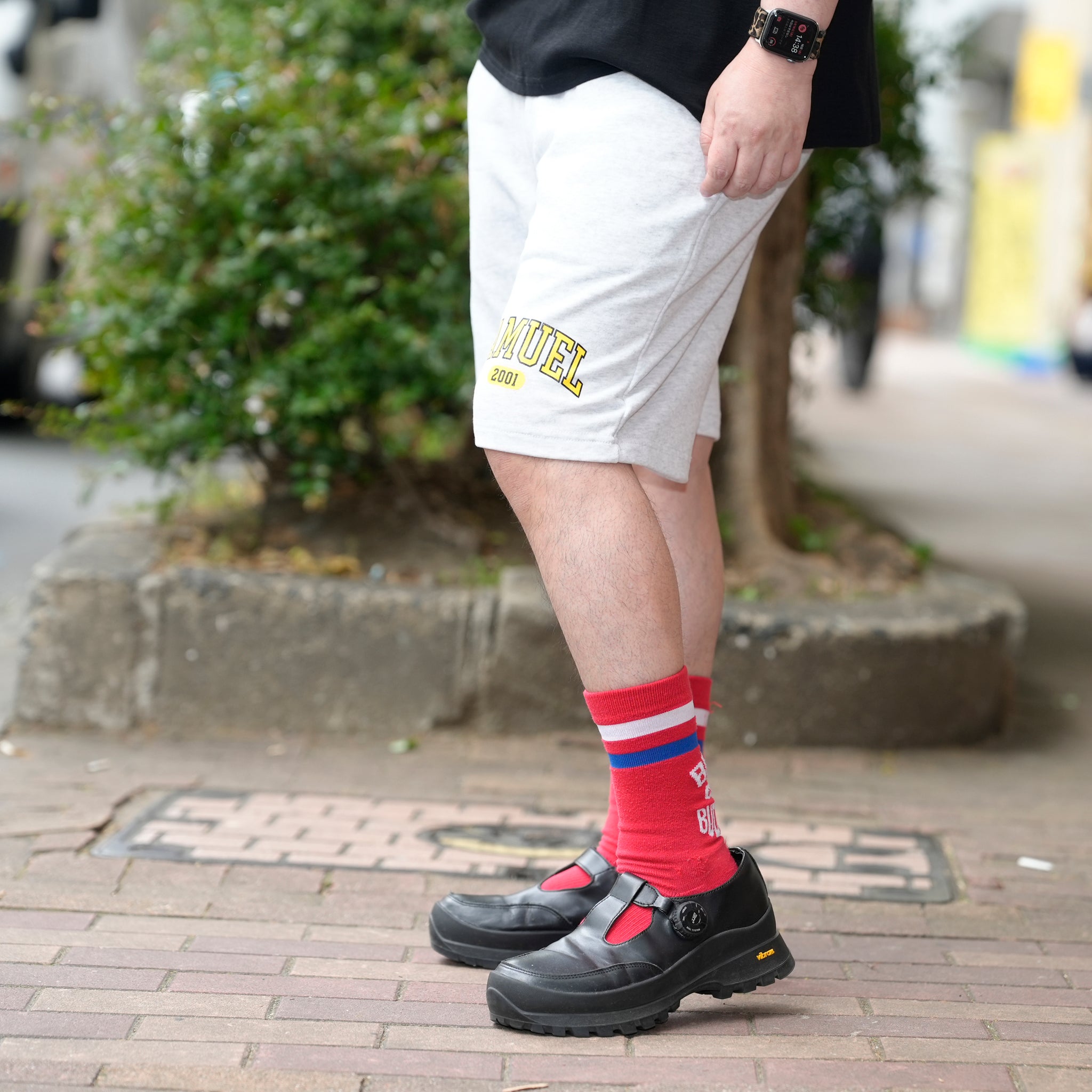 S-25SS-PT-001 |SAMUEL COLLEGE SWEAT SHORTS | Color:Black/Gray/Indigo【SAMUEL_サミュエル】