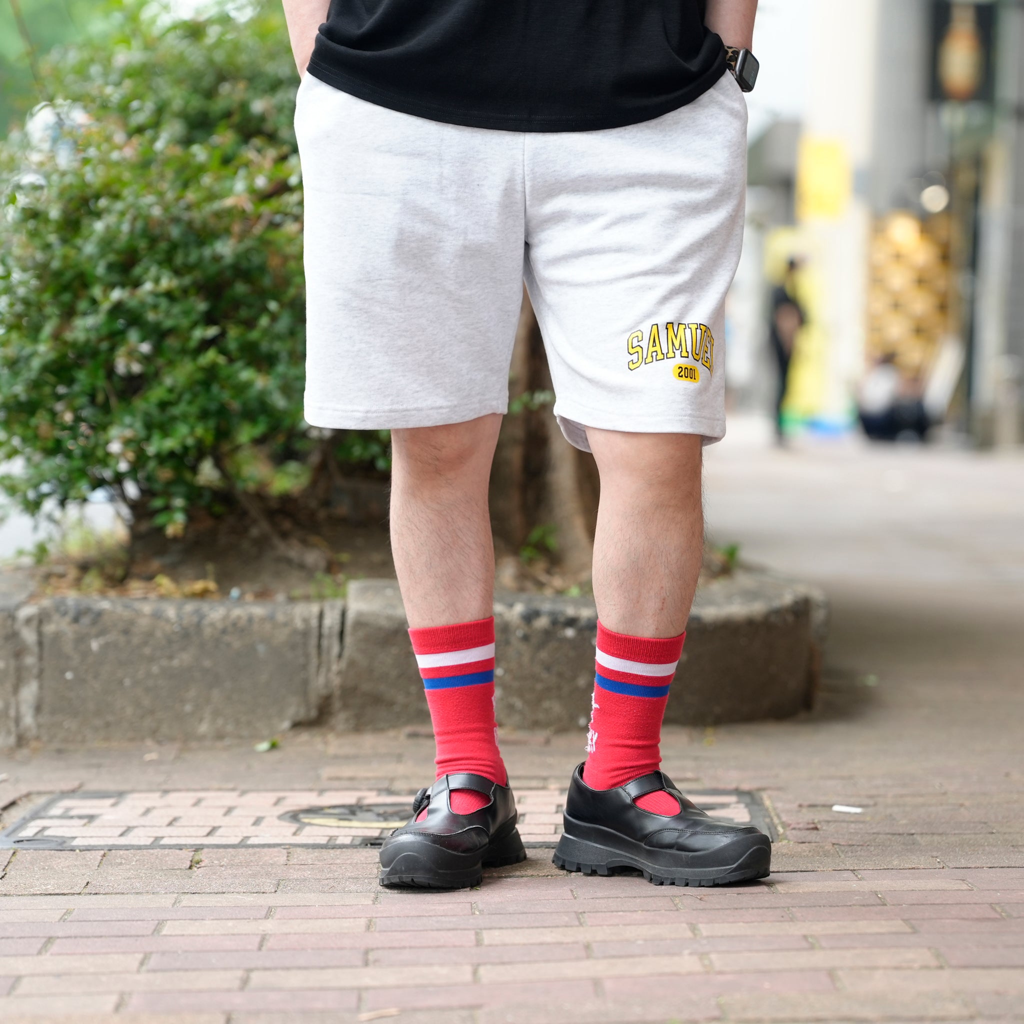S-25SS-PT-001 |SAMUEL COLLEGE SWEAT SHORTS | Color:Black/Gray/Indigo【SAMUEL_サミュエル】