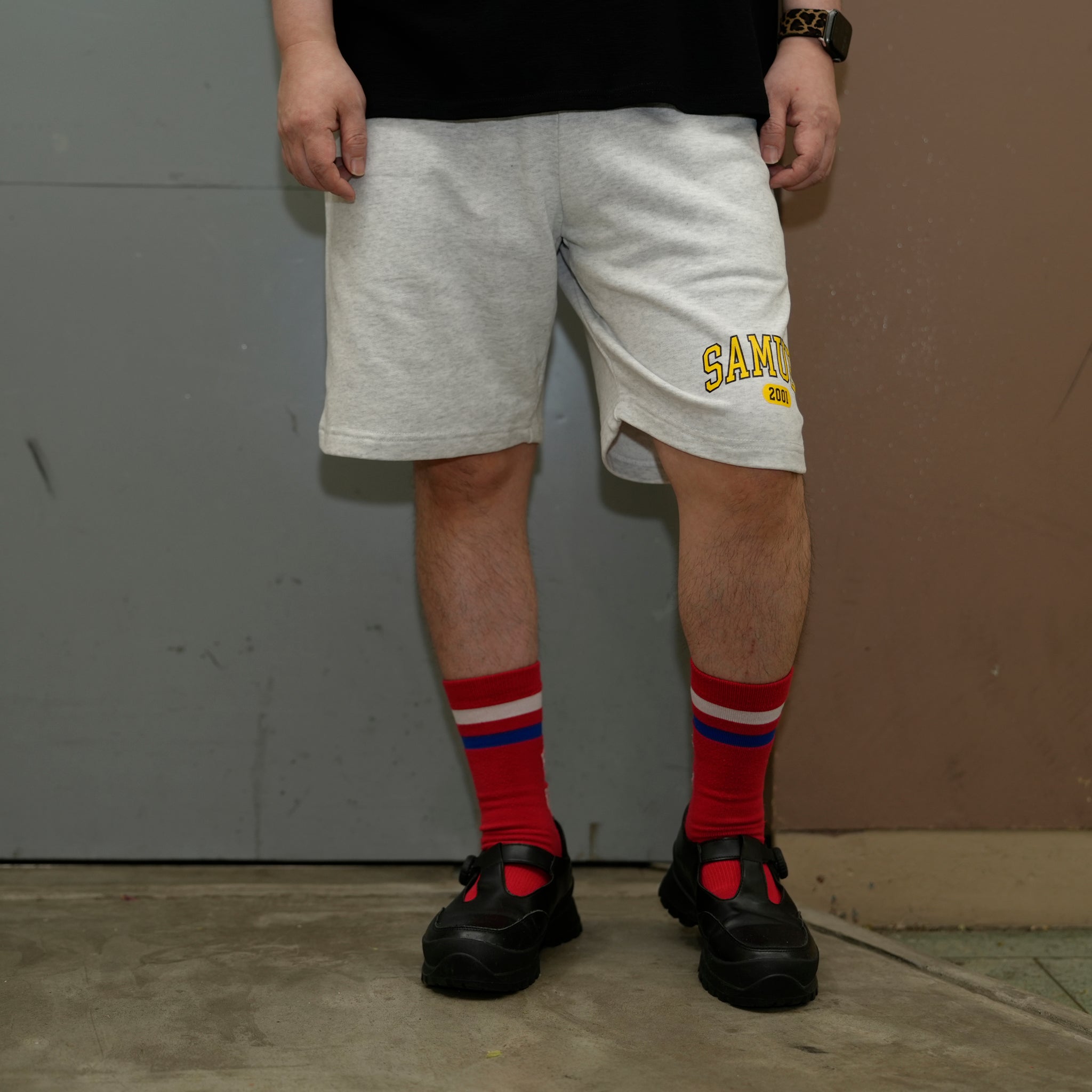 S-25SS-PT-001 |SAMUEL COLLEGE SWEAT SHORTS | Color:Black/Gray/Indigo【SAMUEL_サミュエル】