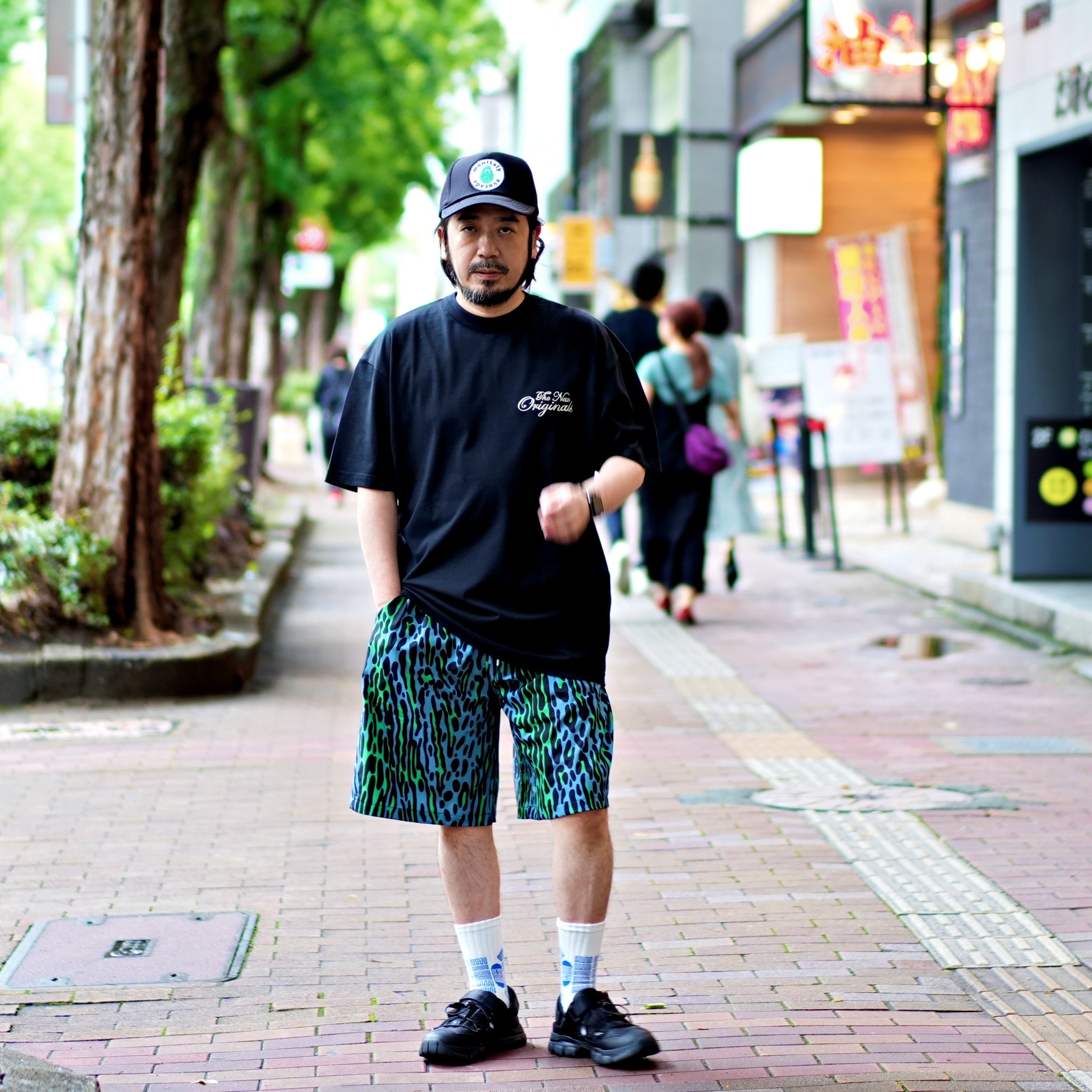 efdbdg-02_Blue Green | Leopard Wide Short Pants | Color:Blue Green【EFFECTEN_エフェクテン】【archive】