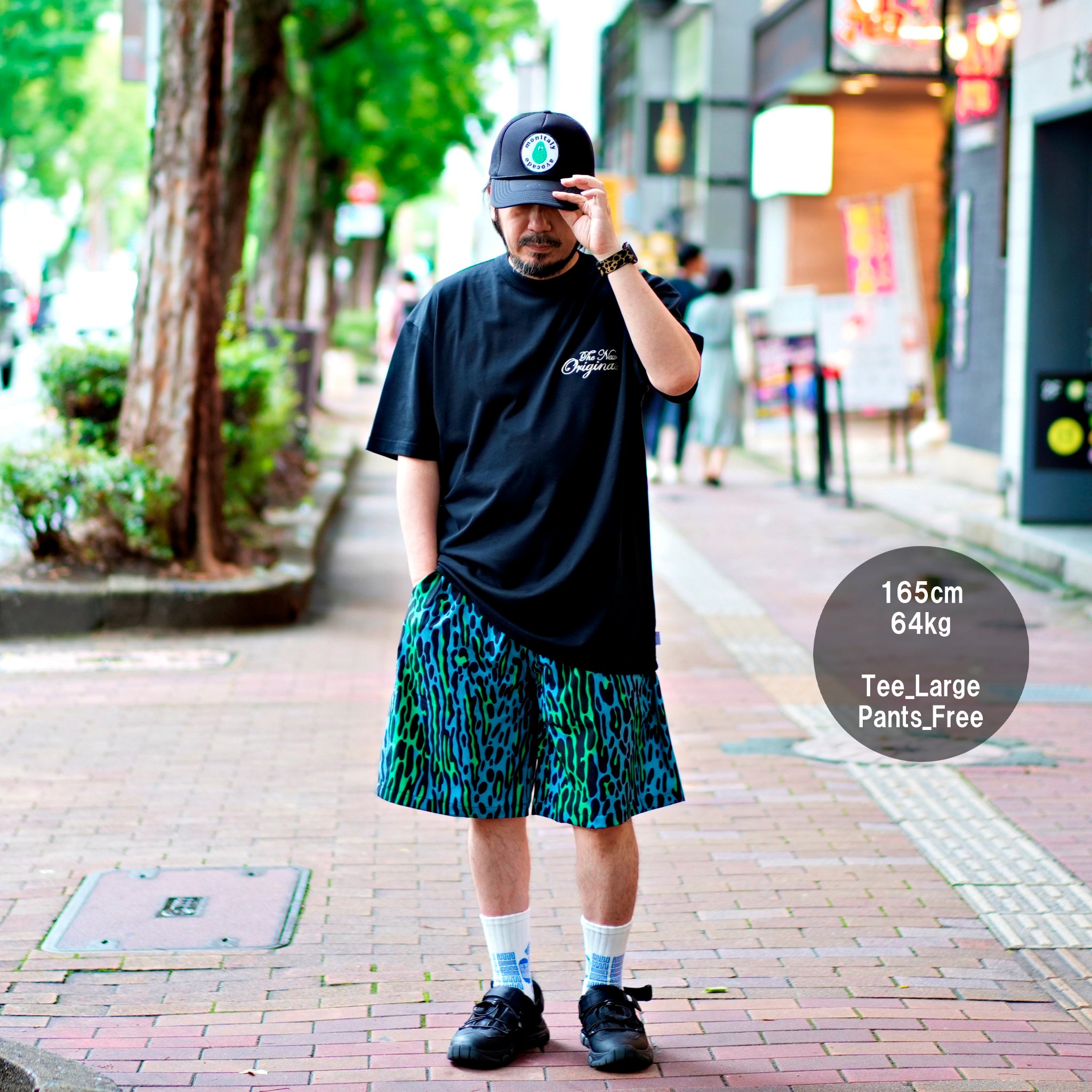 efdbdg-02_Blue Green | Leopard Wide Short Pants | Color:Blue Green【EFFECTEN_エフェクテン】【archive】