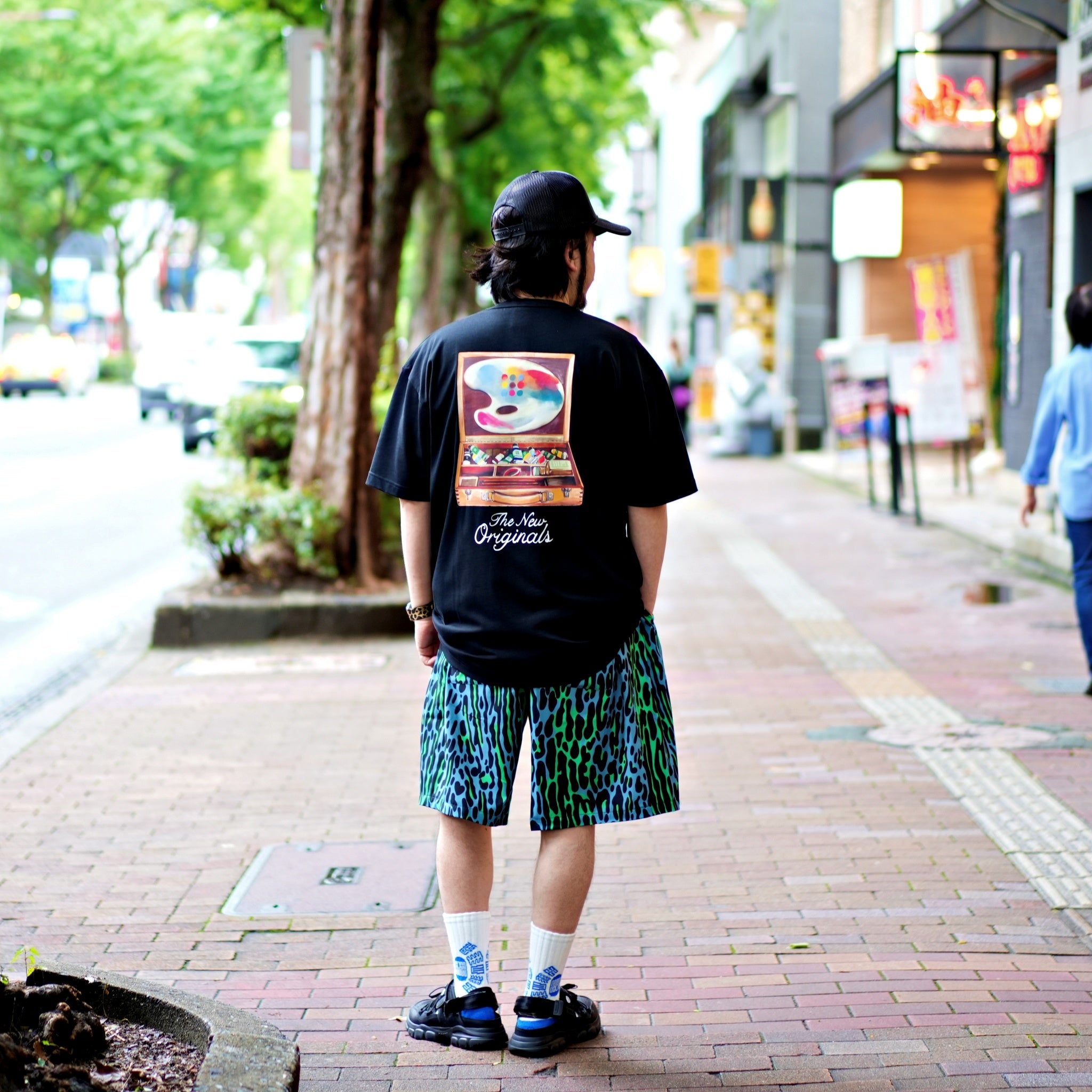 efdbdg-02_Blue Green | Leopard Wide Short Pants | Color:Blue Green【EFFECTEN_エフェクテン】【archive】