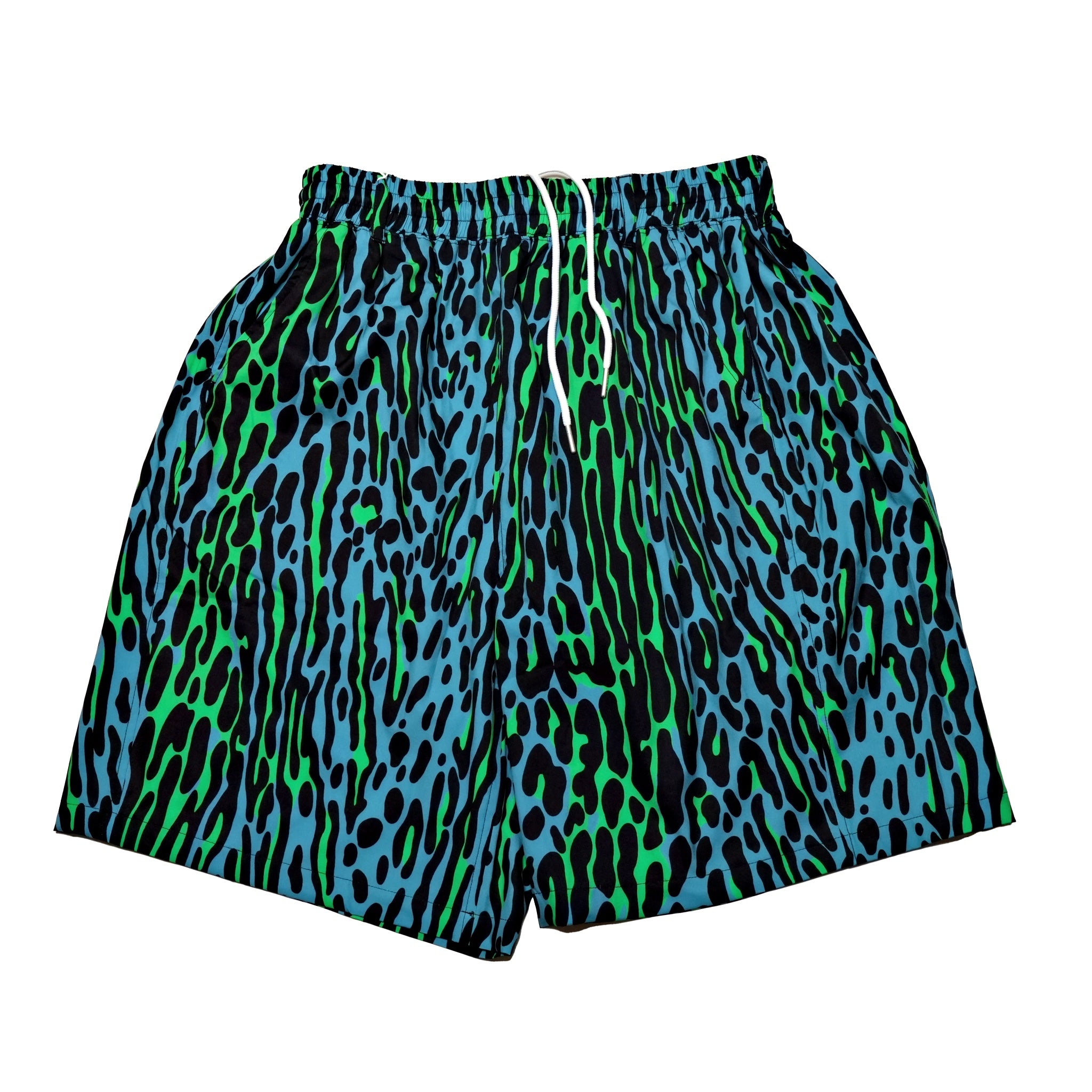 efdbdg-02_Blue Green | Leopard Wide Short Pants | Color:Blue Green【EFFECTEN_エフェクテン】【archive】
