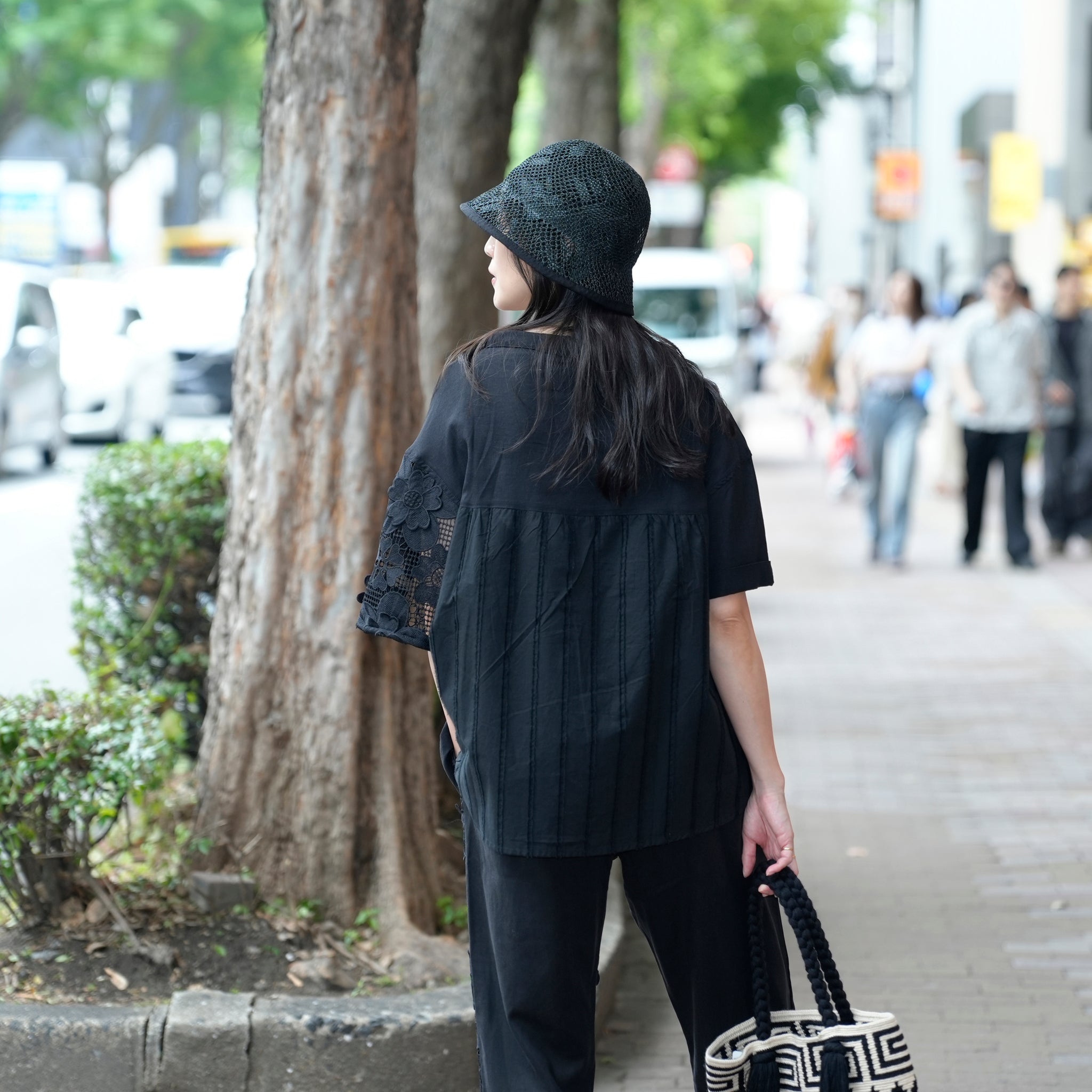BSD25SS-17_Black | Flower Lace Relax Pants | Color:Black【BEDSIDEDRAMA_ベッドサイドドラマ】