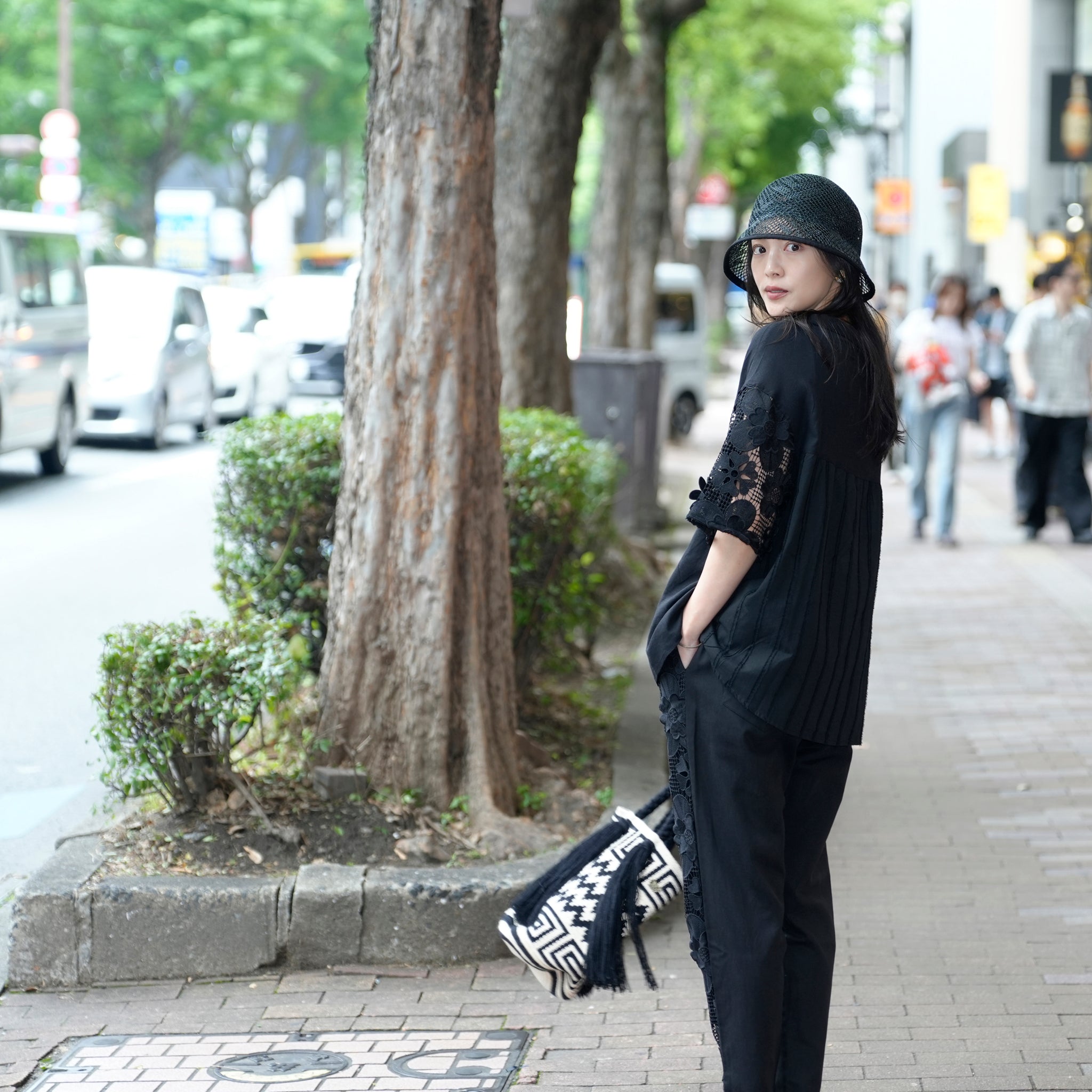 BSD25SS-17_Black | Flower Lace Relax Pants | Color:Black【BEDSIDEDRAMA_ベッドサイドドラマ】